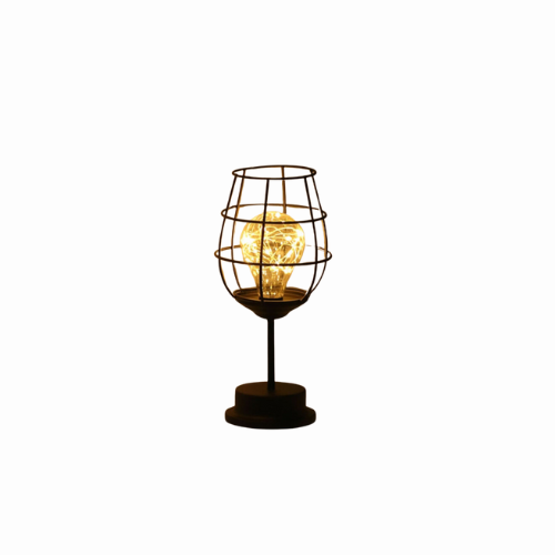 GlowCage – Wireless battery-operated LED table lamp with cage frame for ambient lighting