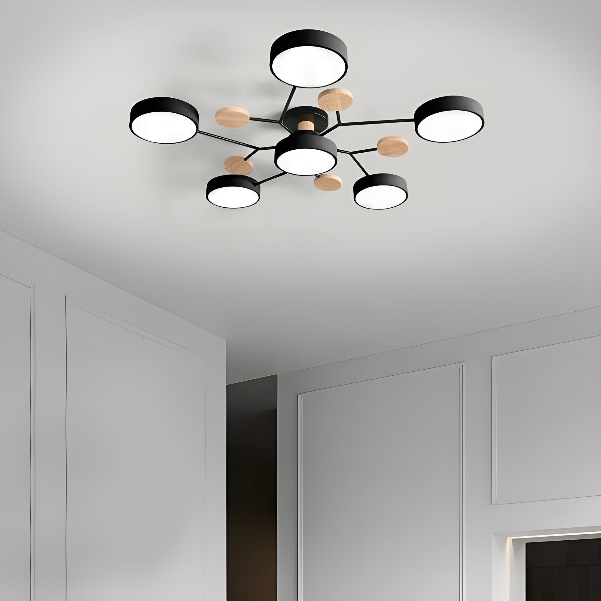 CircaGlow – Contemporary Round Iron LED Semi-Flush Chandelier with Modern Ceiling Light