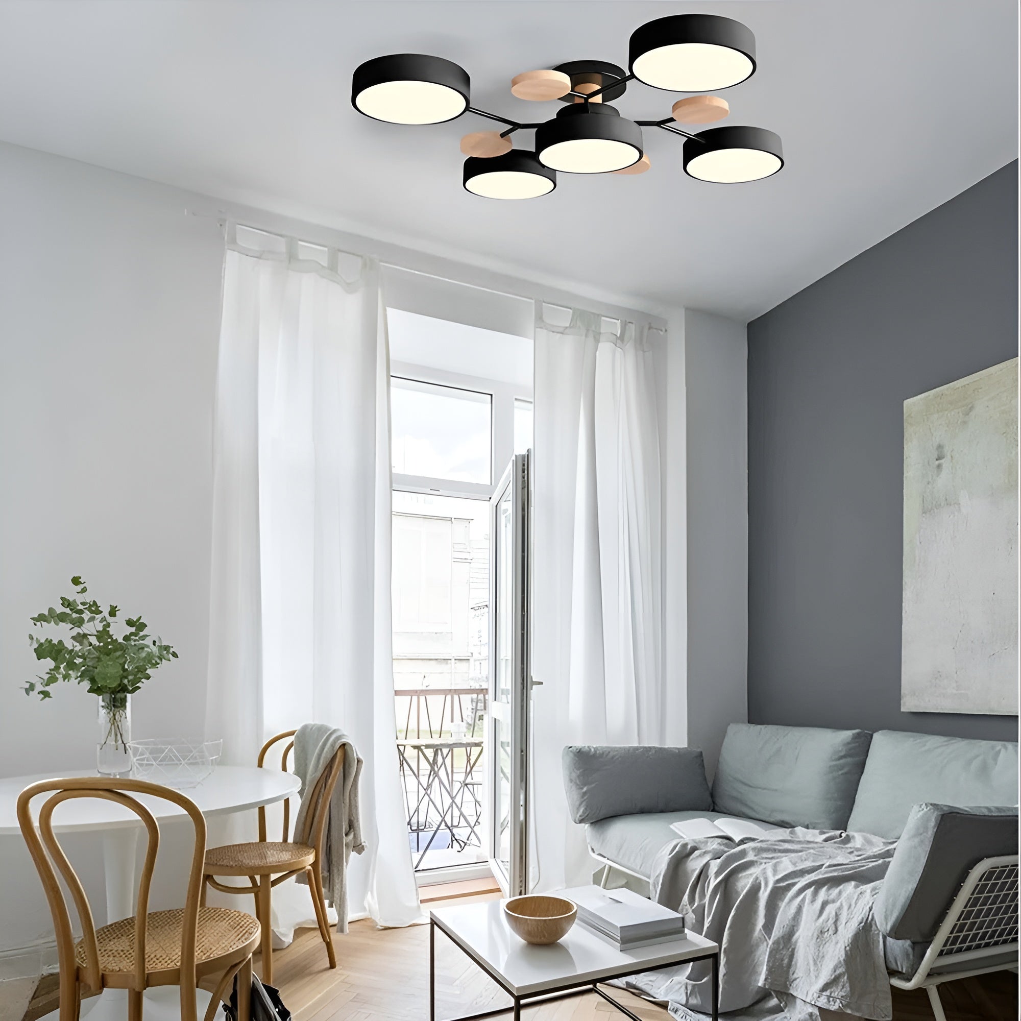 CircaGlow – Contemporary Round Iron LED Semi-Flush Chandelier with Modern Ceiling Light