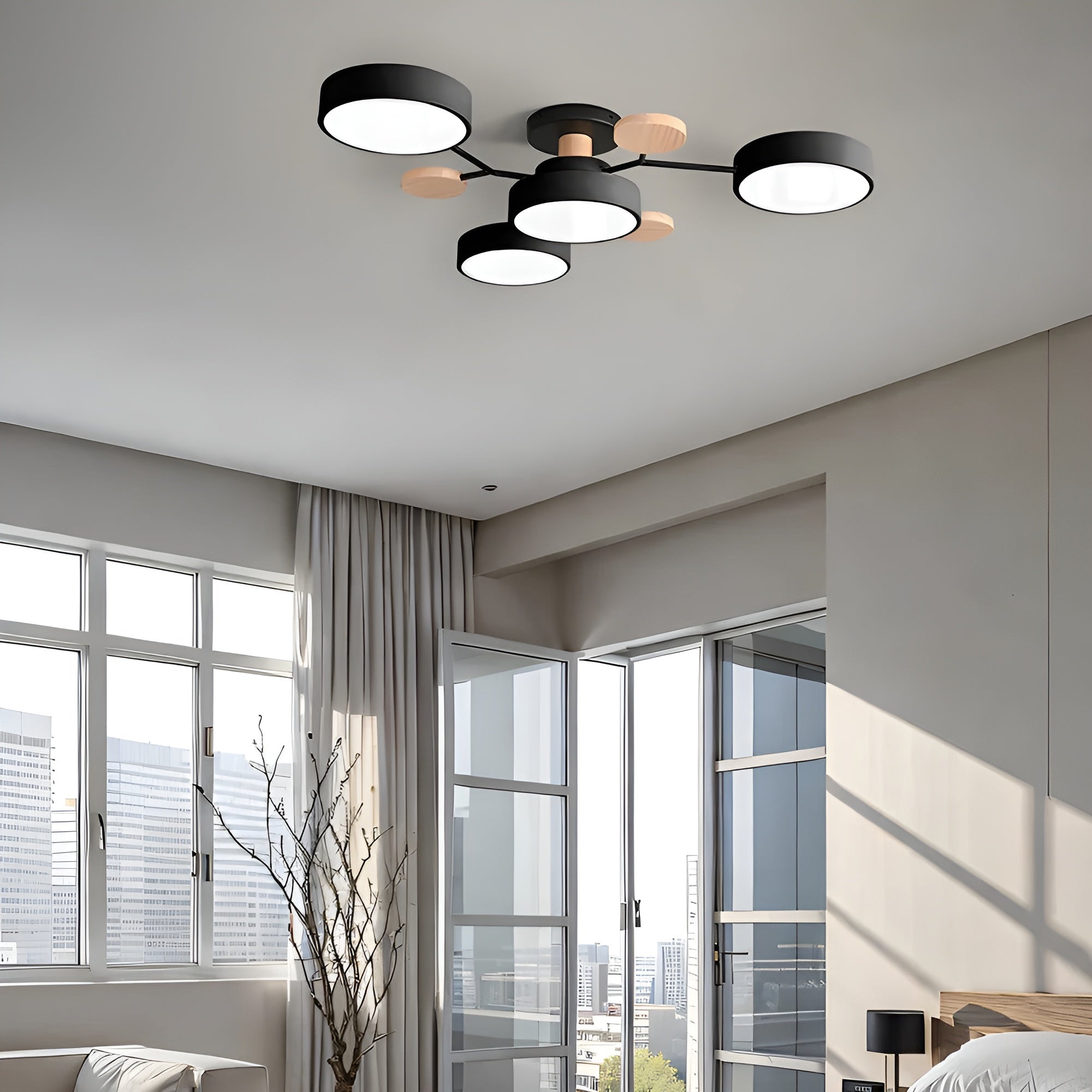 CircaGlow – Contemporary Round Iron LED Semi-Flush Chandelier with Modern Ceiling Light
