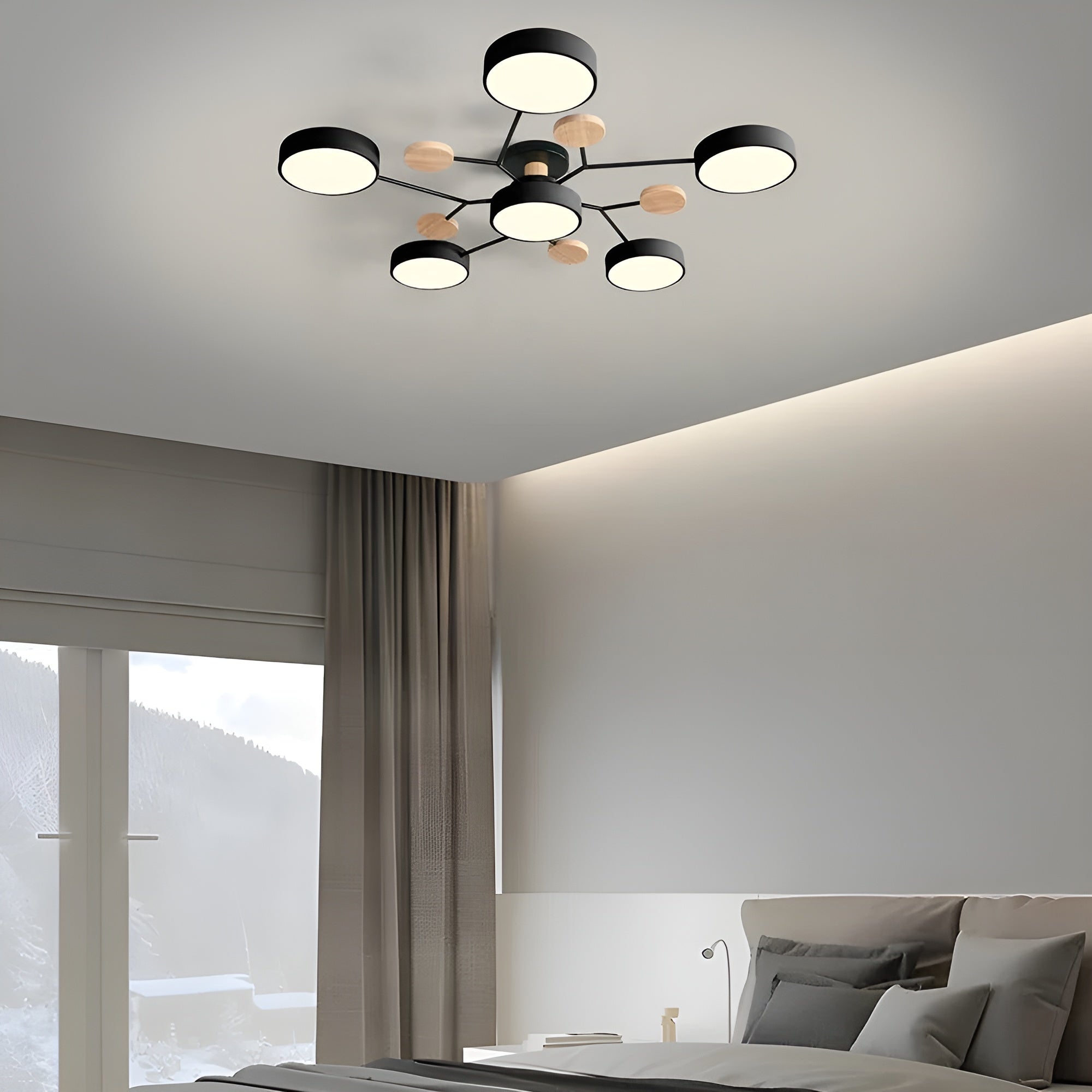 CircaGlow – Contemporary Round Iron LED Semi-Flush Chandelier with Modern Ceiling Light