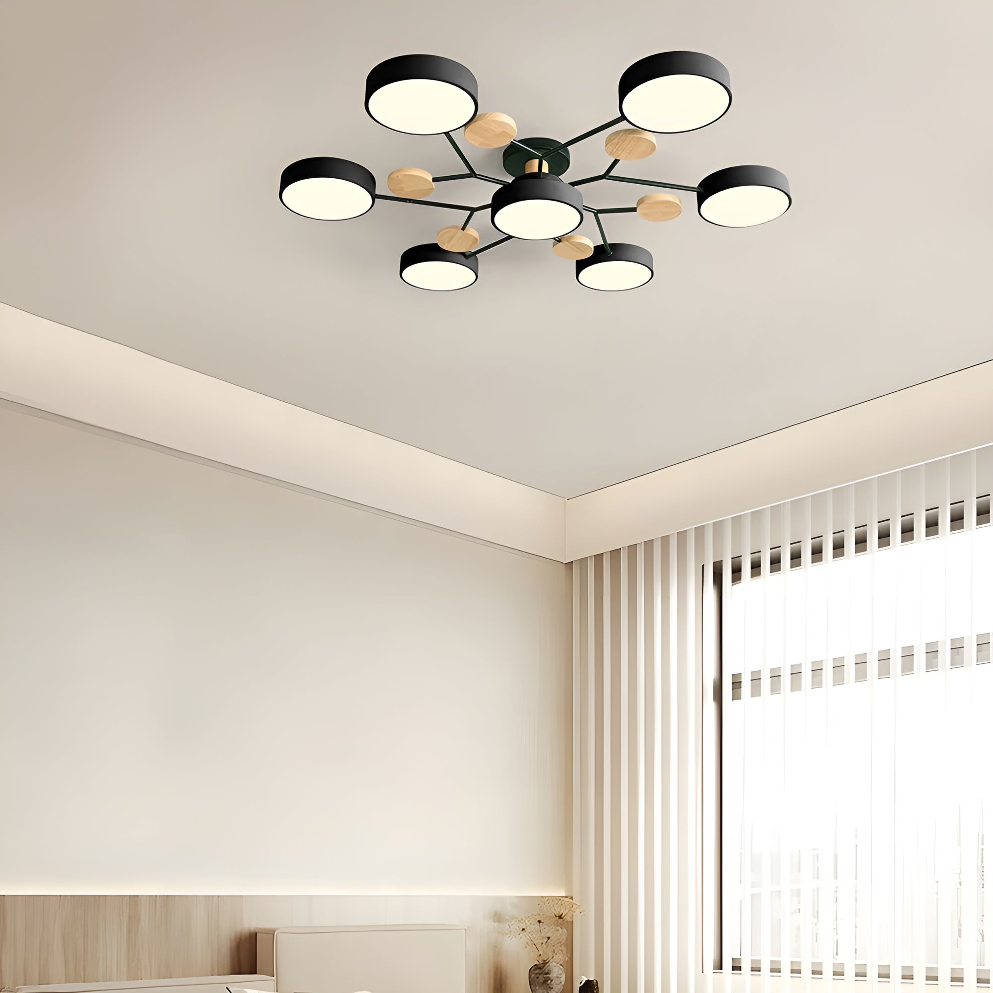 CircaGlow – Contemporary Round Iron LED Semi-Flush Chandelier with Modern Ceiling Light