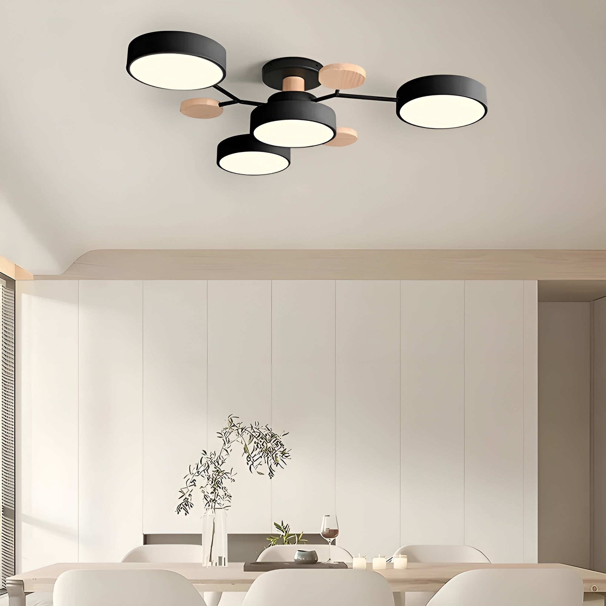 CircaGlow – Contemporary Round Iron LED Semi-Flush Chandelier with Modern Ceiling Light