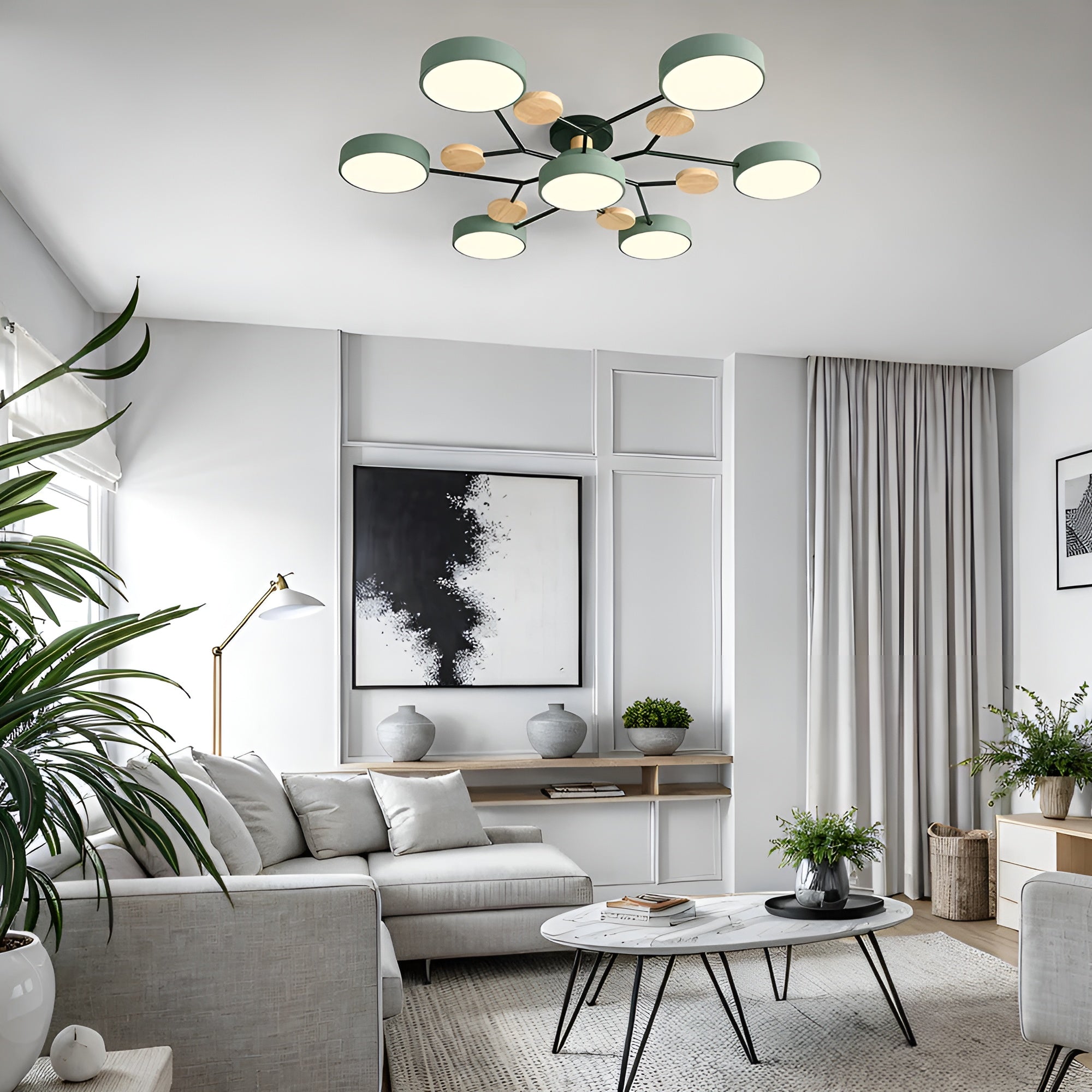 CircaGlow – Contemporary Round Iron LED Semi-Flush Chandelier with Modern Ceiling Light