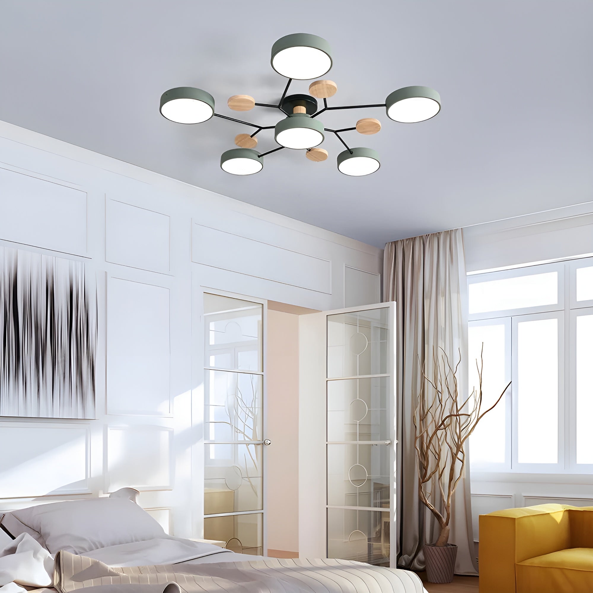 CircaGlow – Contemporary Round Iron LED Semi-Flush Chandelier with Modern Ceiling Light
