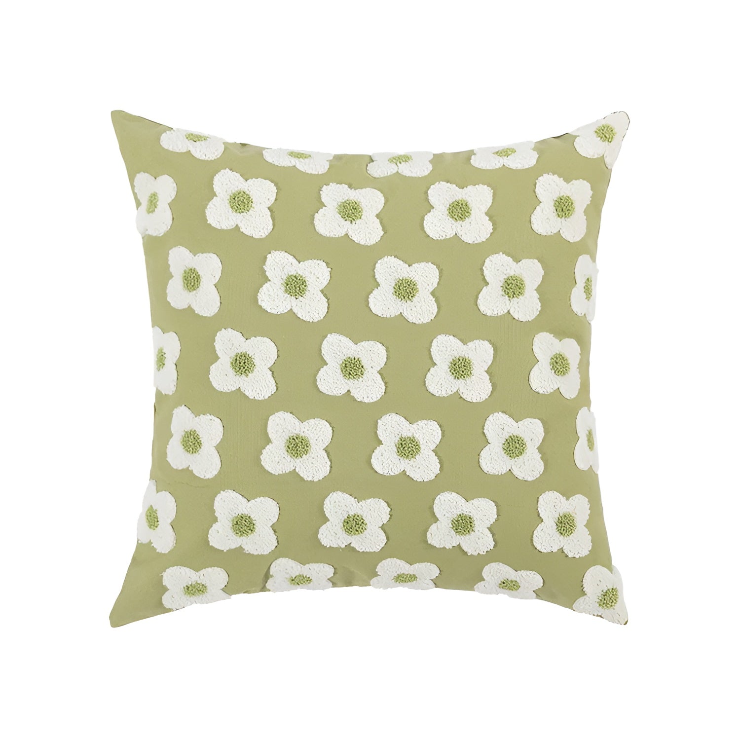 Blossiva – Daisy Embroidered Pillow Cover in Cotton for Cozy Home Styling