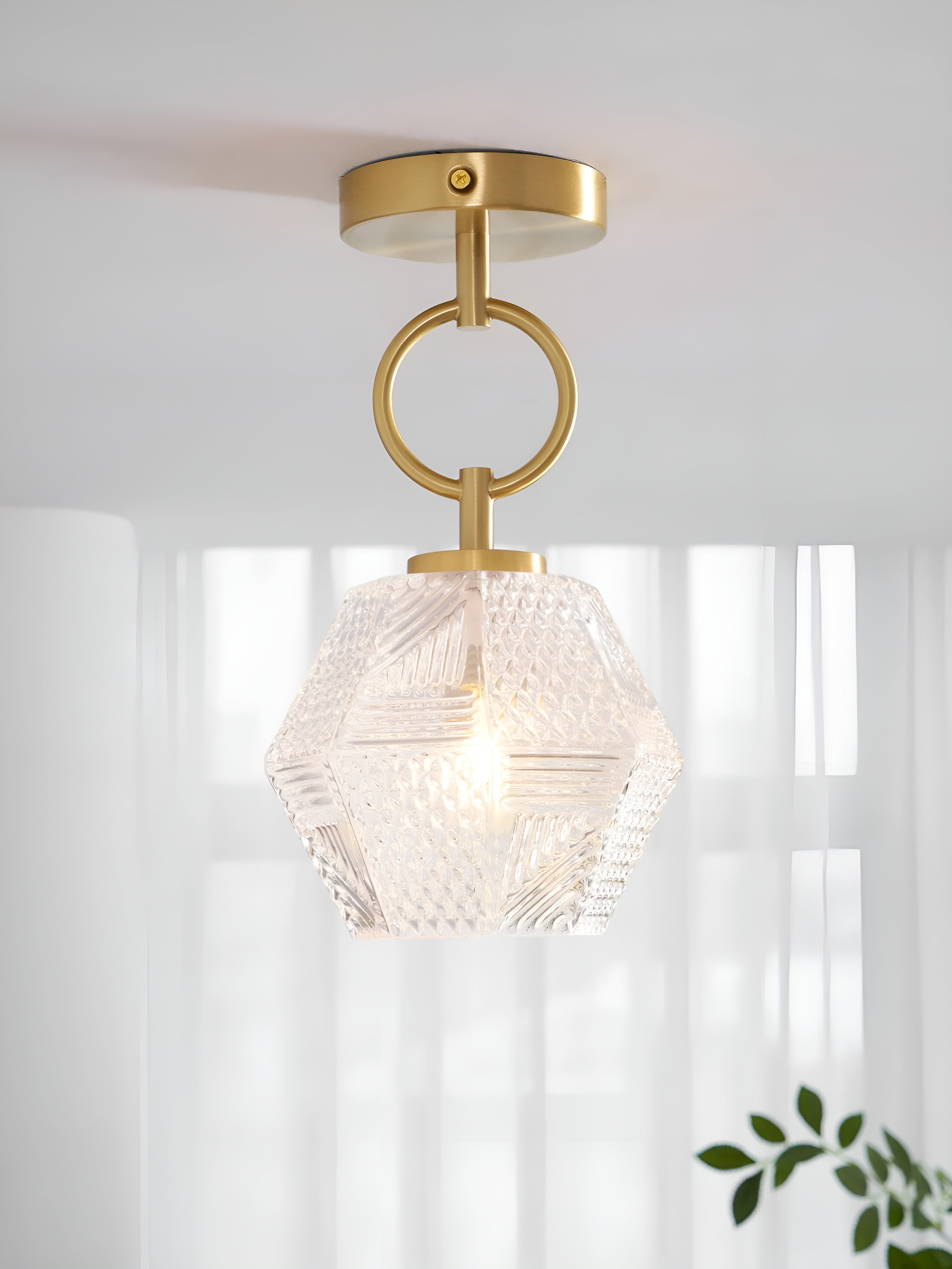 Lustraire – Diamond Cut Art Deco Ceiling Light with Elegant Brass Fixture
