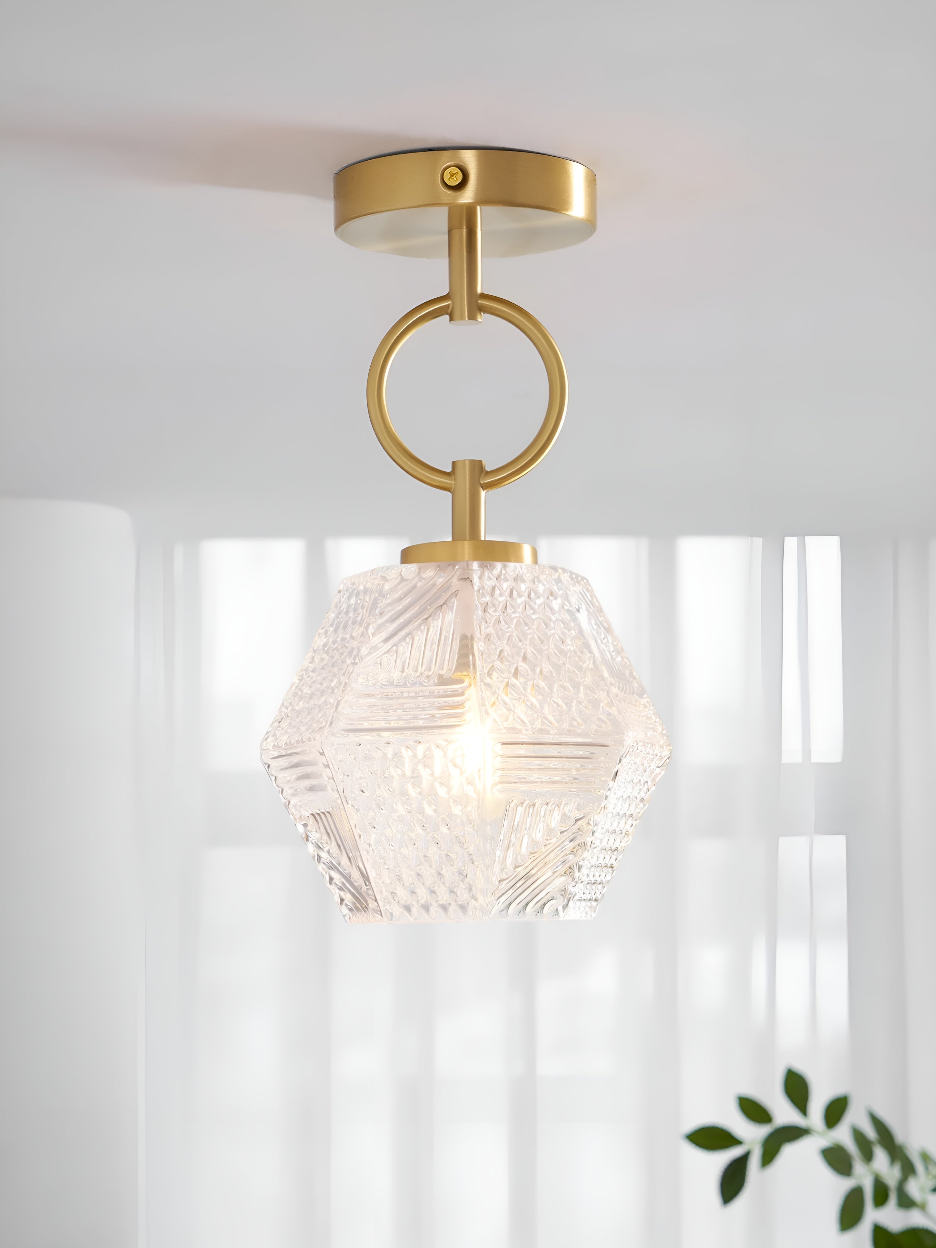 Lustraire – Diamond Cut Art Deco Ceiling Light with Elegant Brass Fixture
