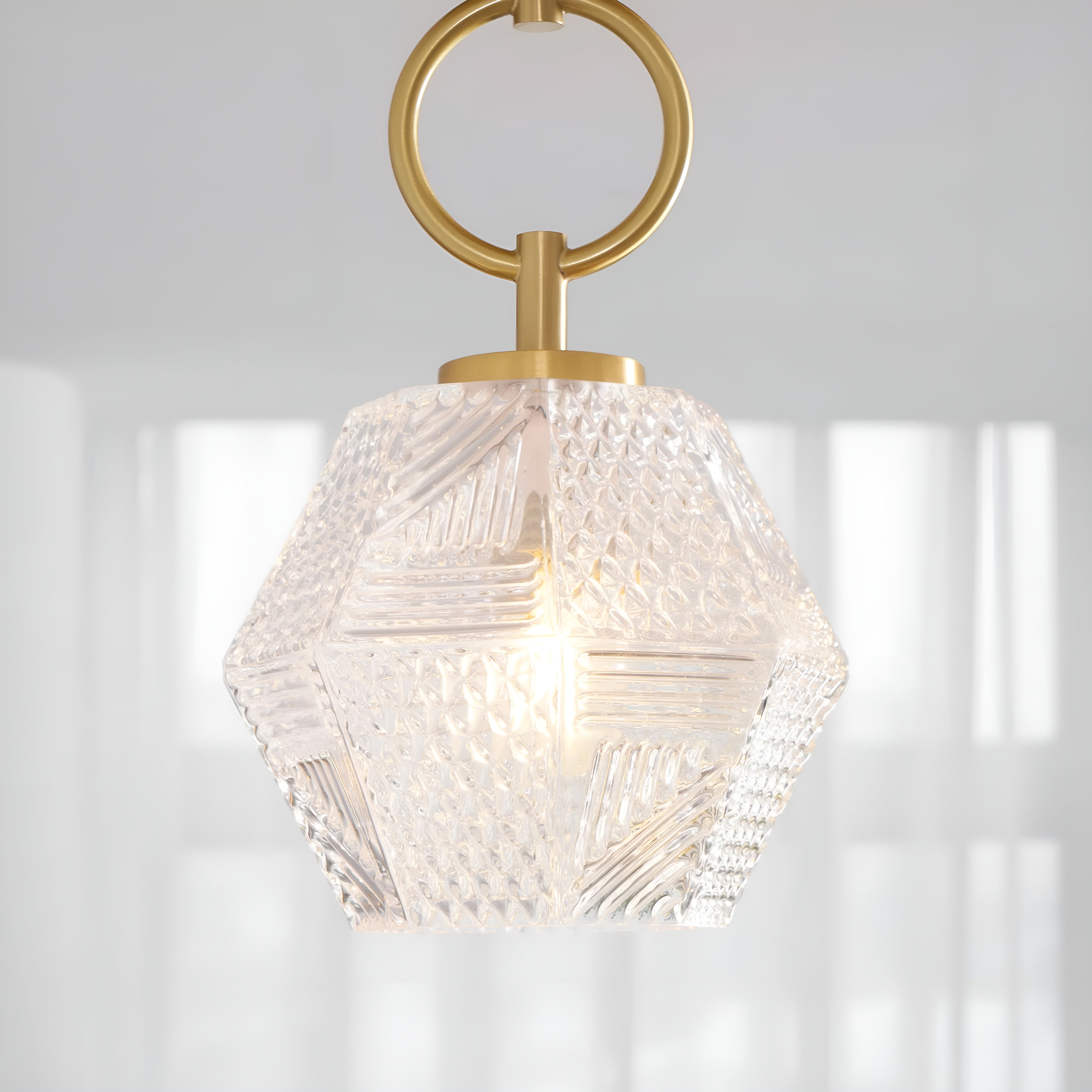 Lustraire – Diamond Cut Art Deco Ceiling Light with Elegant Brass Fixture