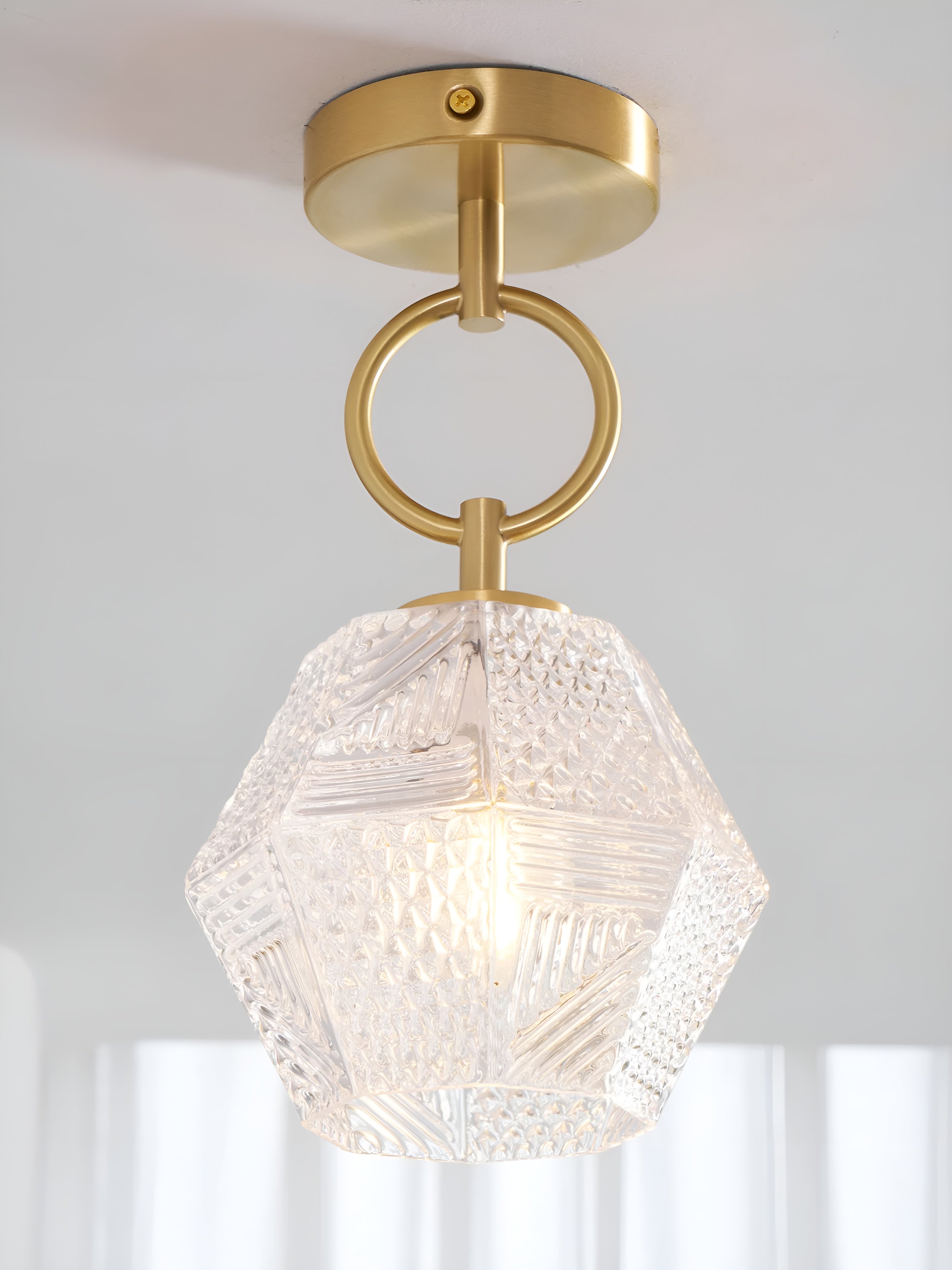 Lustraire – Diamond Cut Art Deco Ceiling Light with Elegant Brass Fixture