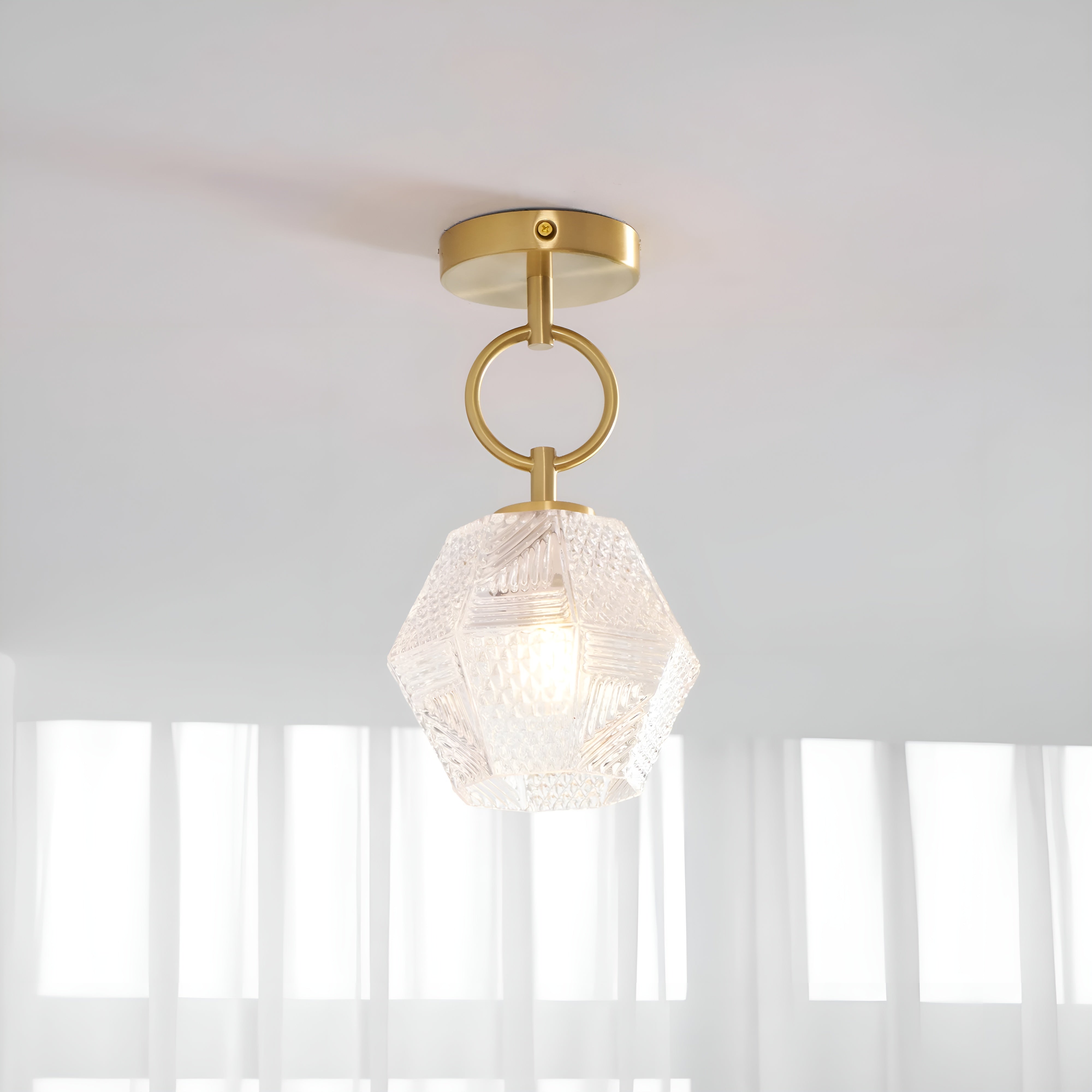 Lustraire – Diamond Cut Art Deco Ceiling Light with Elegant Brass Fixture