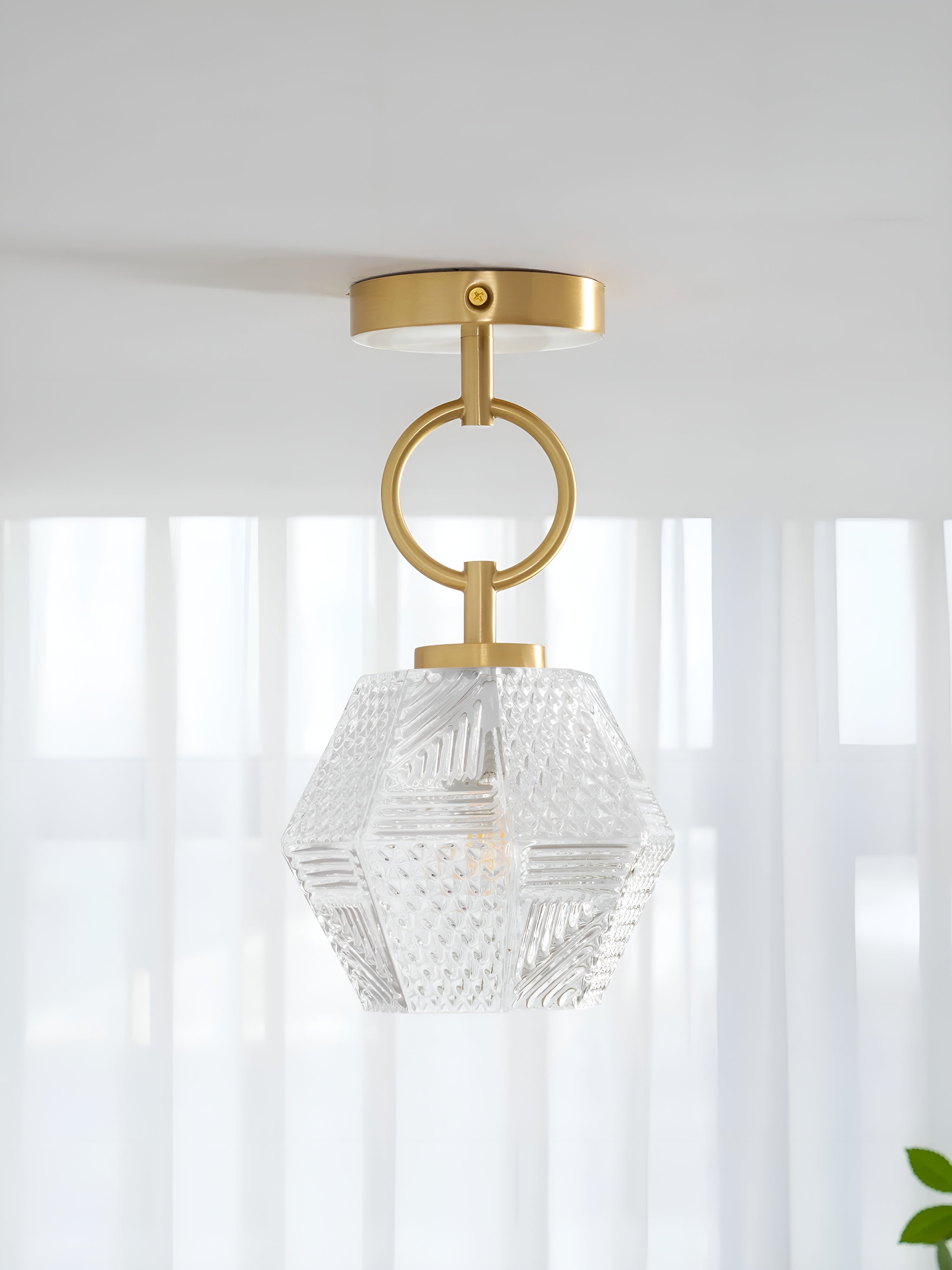 Lustraire – Diamond Cut Art Deco Ceiling Light with Elegant Brass Fixture