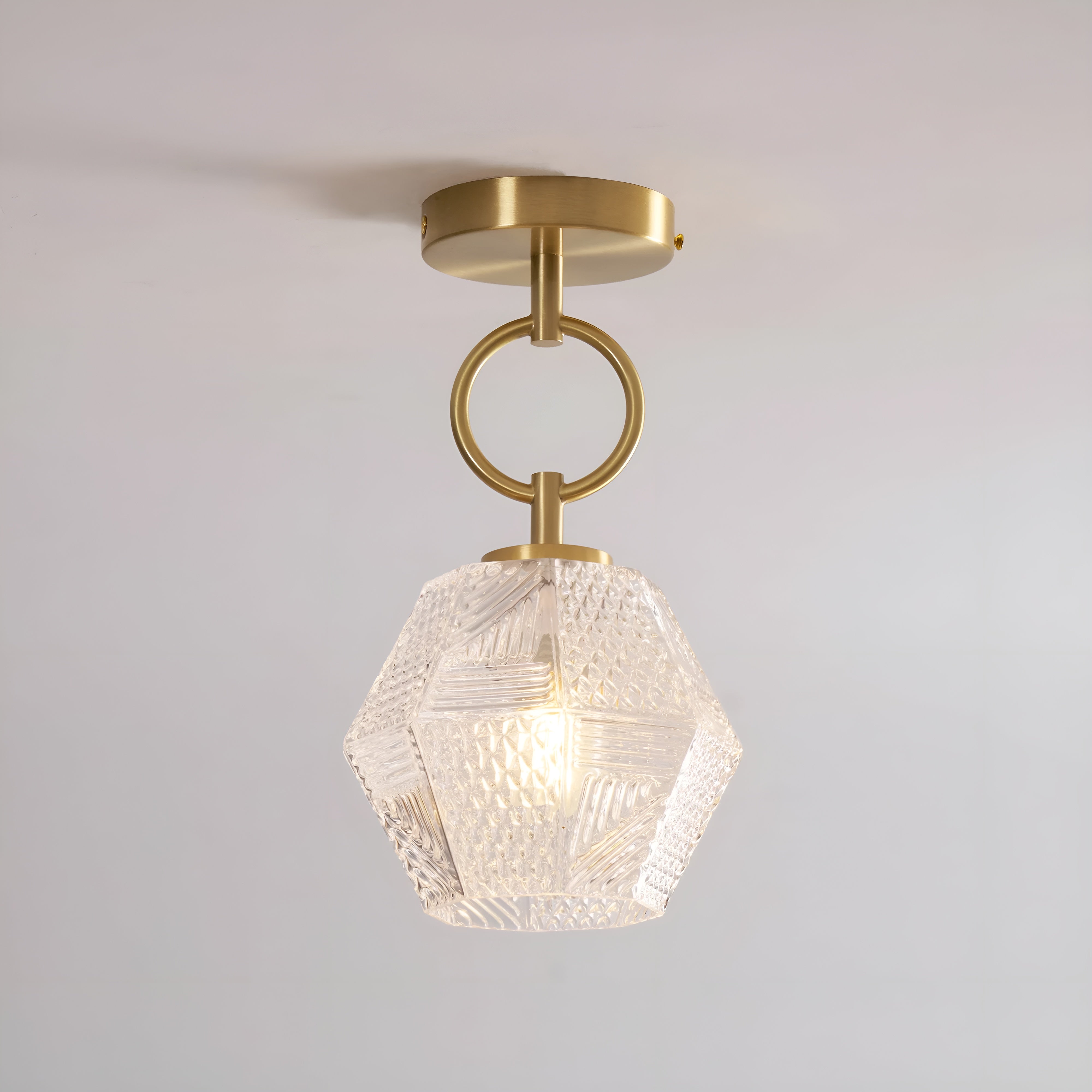 Lustraire – Diamond Cut Art Deco Ceiling Light with Elegant Brass Fixture
