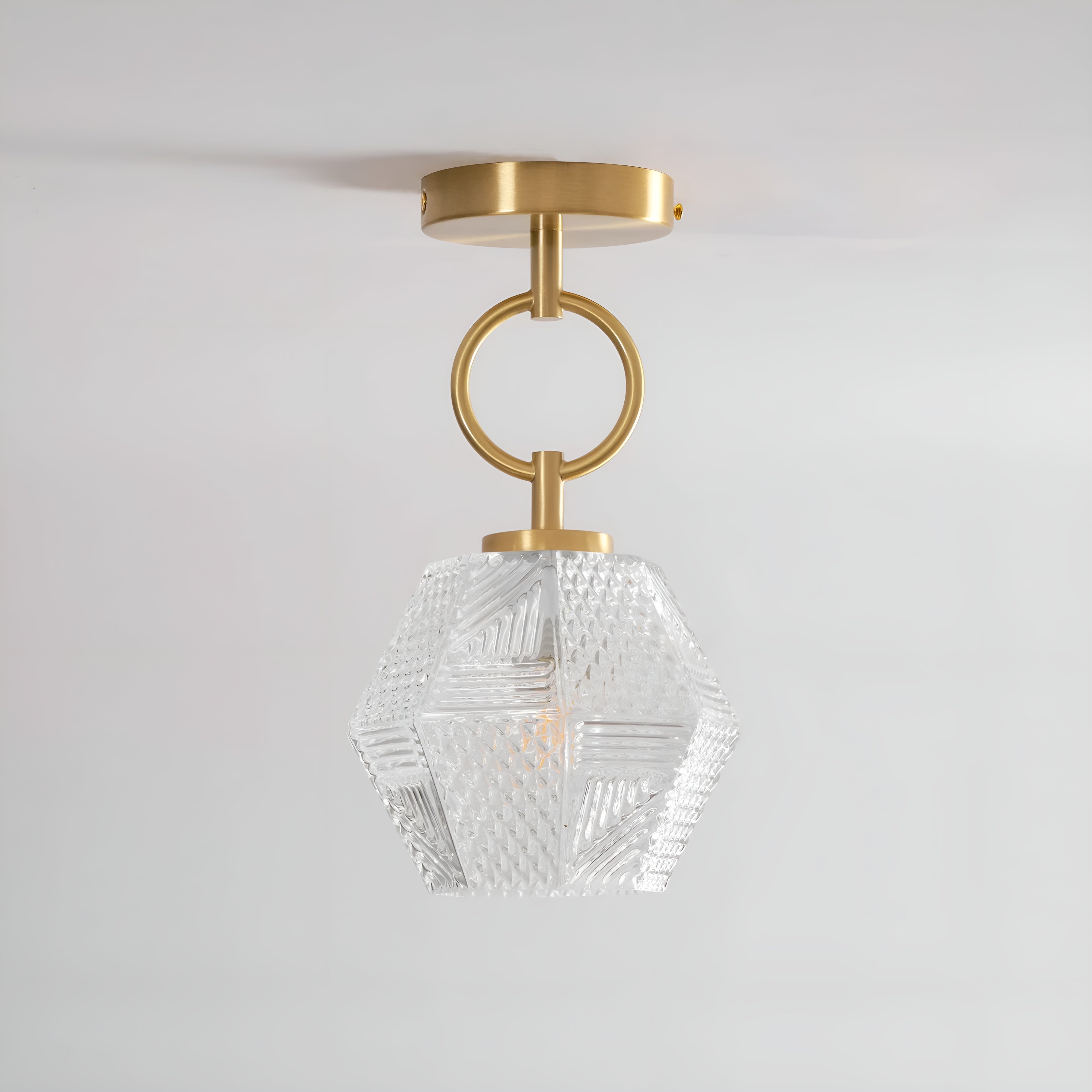 Lustraire – Diamond Cut Art Deco Ceiling Light with Elegant Brass Fixture