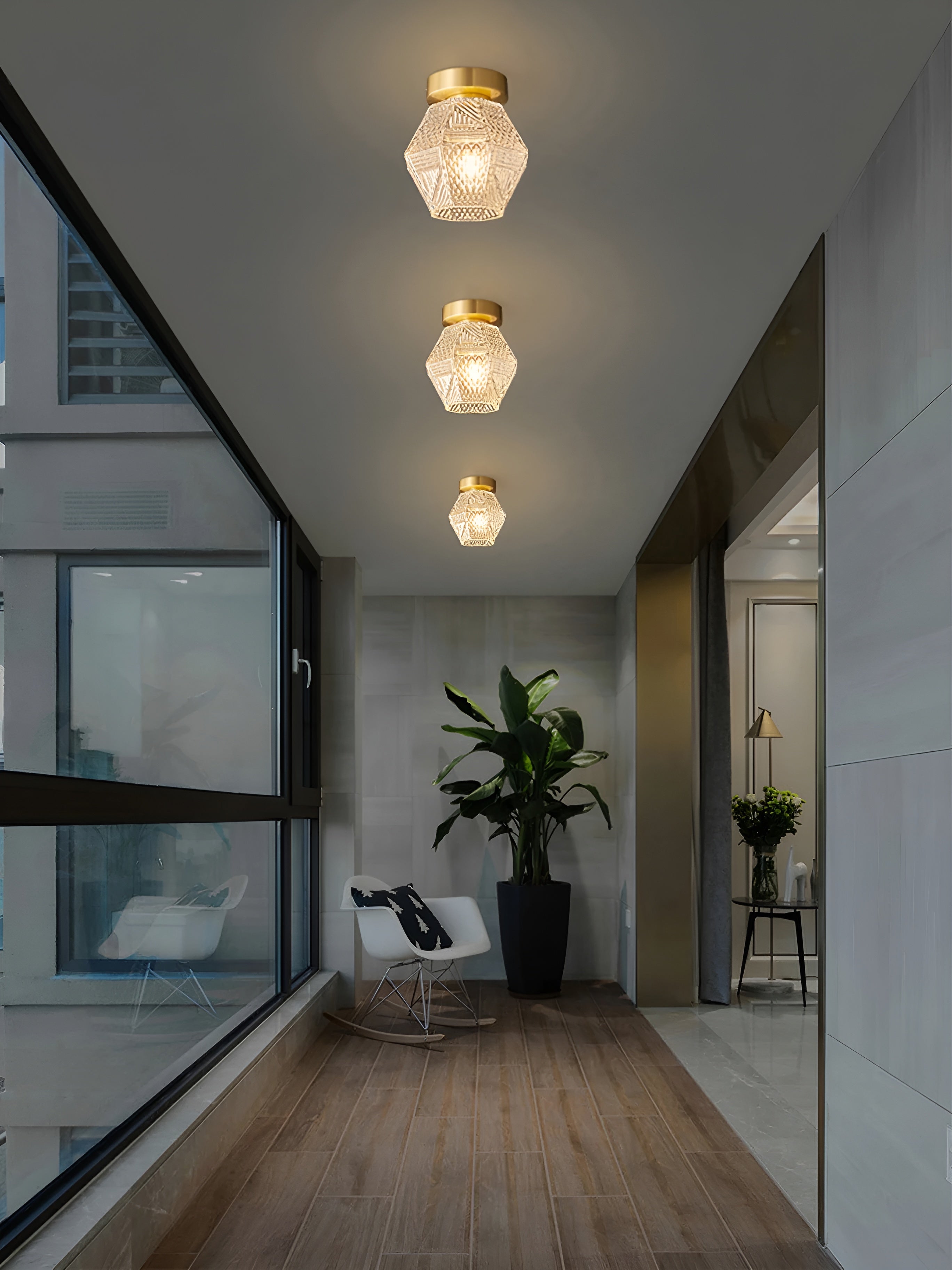 Lustraire – Diamond Cut Art Deco Ceiling Light with Elegant Brass Fixture