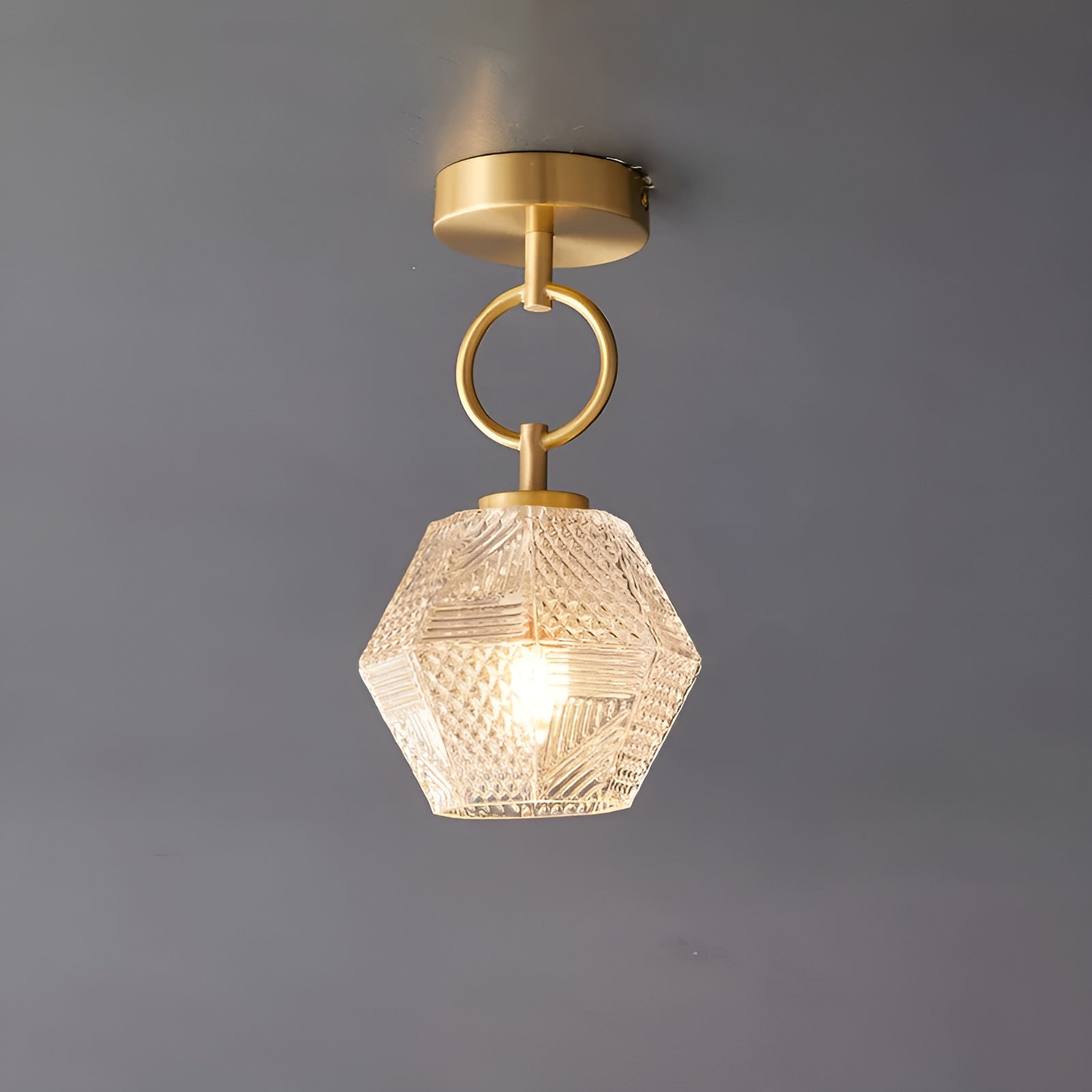 Lustraire – Diamond Cut Art Deco Ceiling Light with Elegant Brass Fixture
