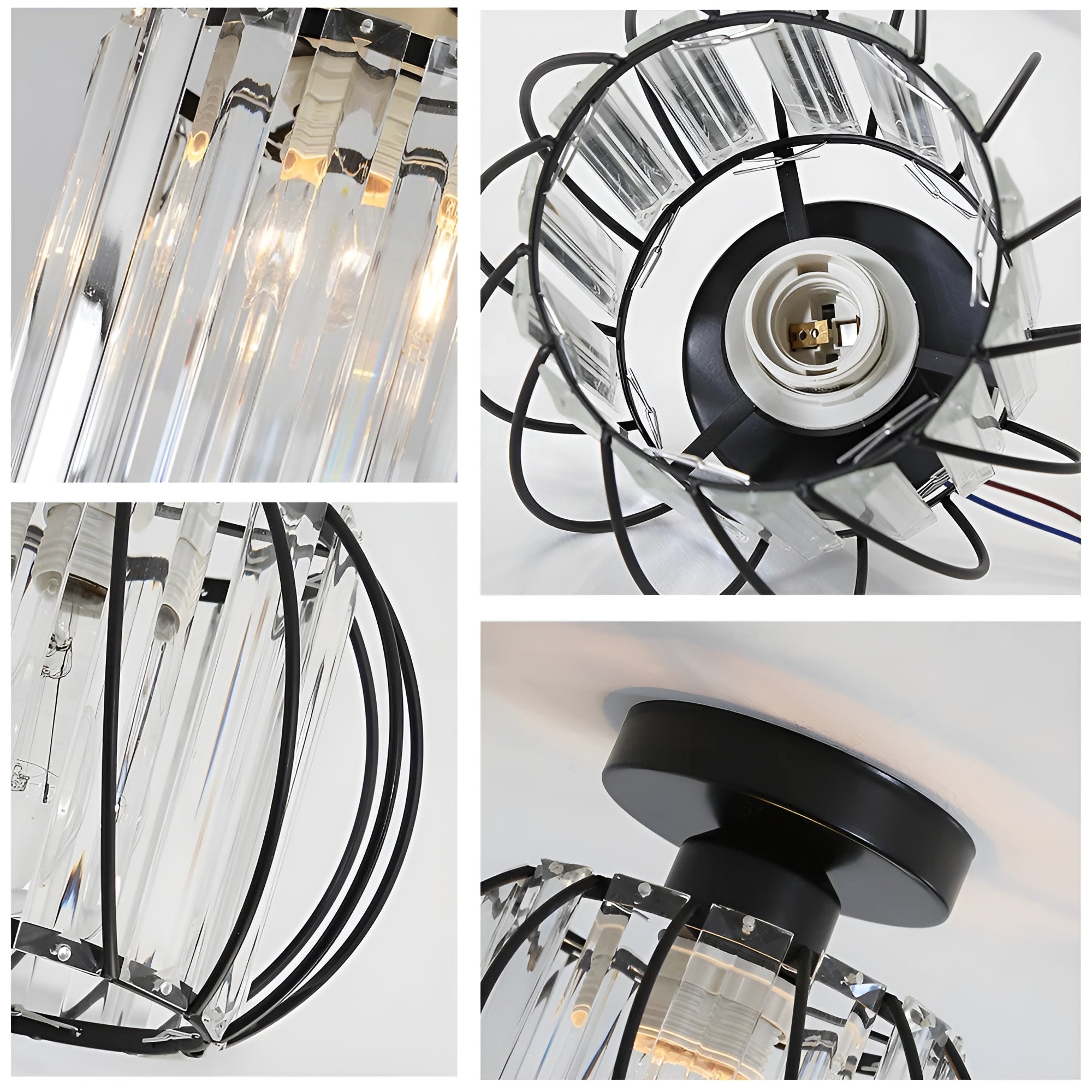 SkynLume – Nordic Flush Mount Glass and Iron Ceiling Light