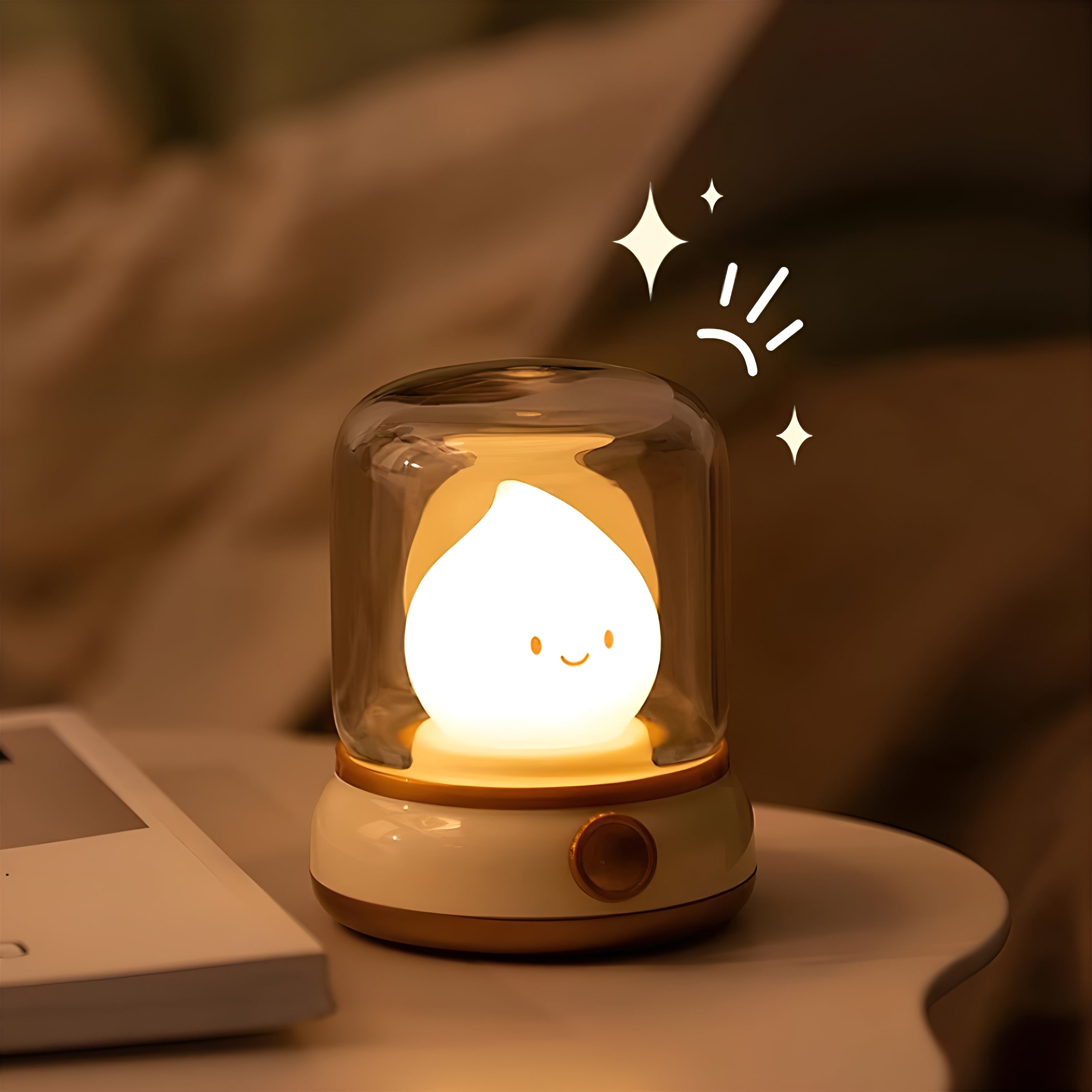 GlowMiri – Flame LED Small Night Light Warm Portable Ambient Lamp