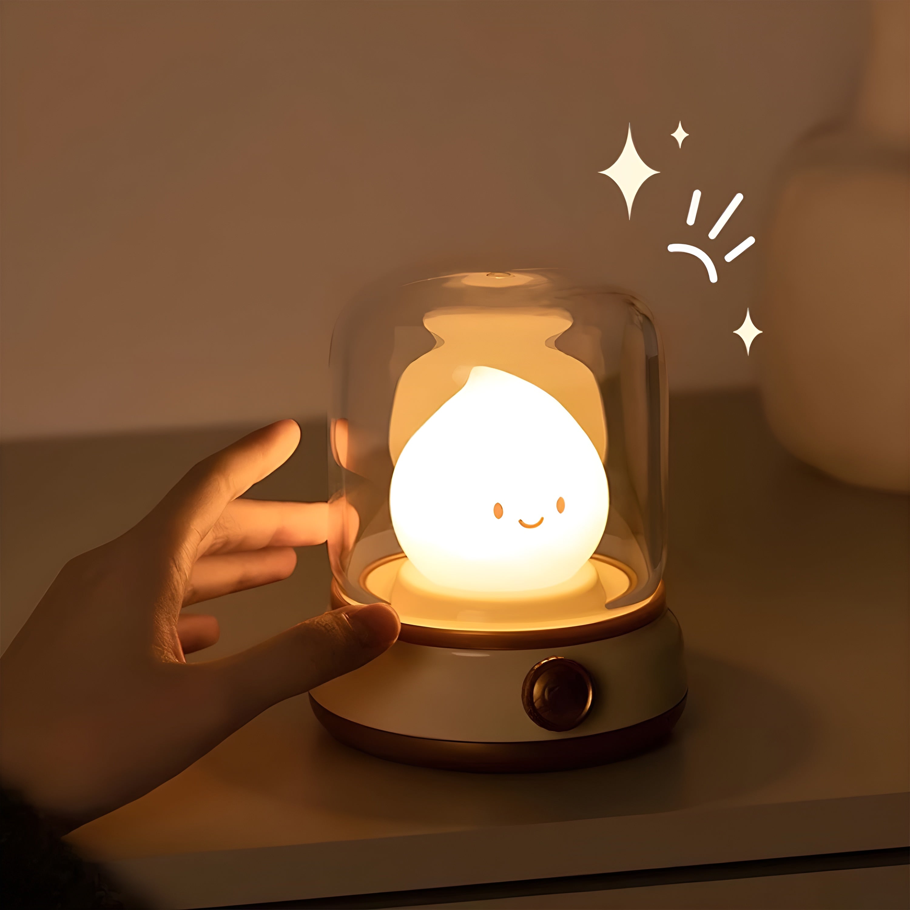 GlowMiri – Flame LED Small Night Light Warm Portable Ambient Lamp