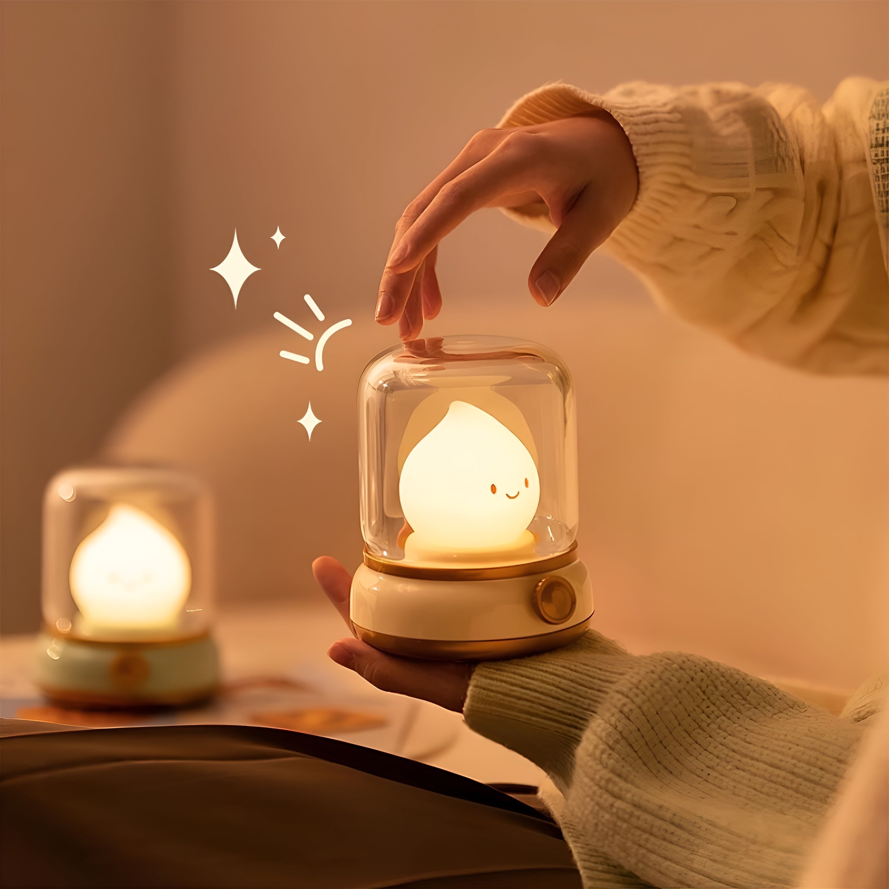GlowMiri – Flame LED Small Night Light Warm Portable Ambient Lamp