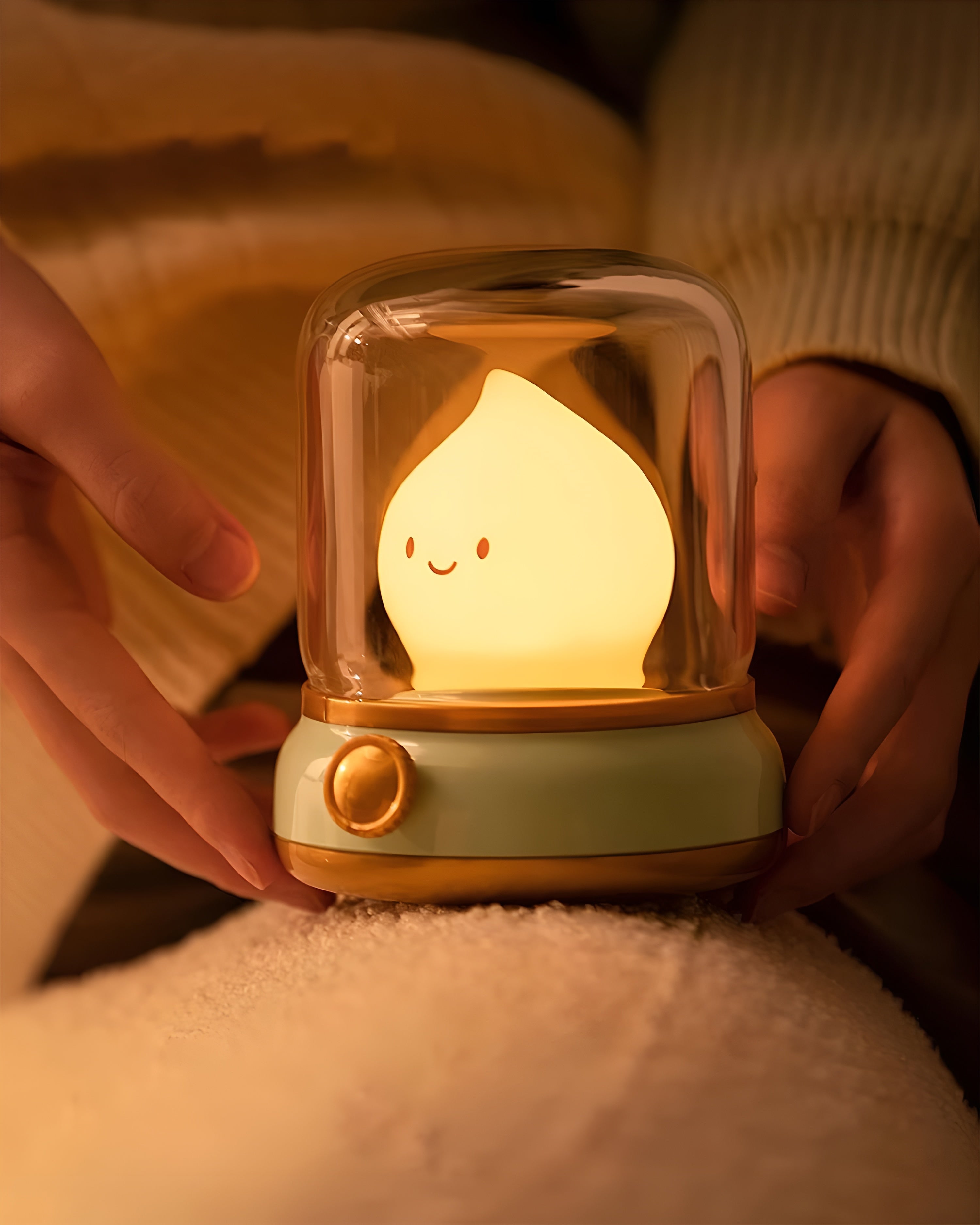 GlowMiri – Flame LED Small Night Light Warm Portable Ambient Lamp