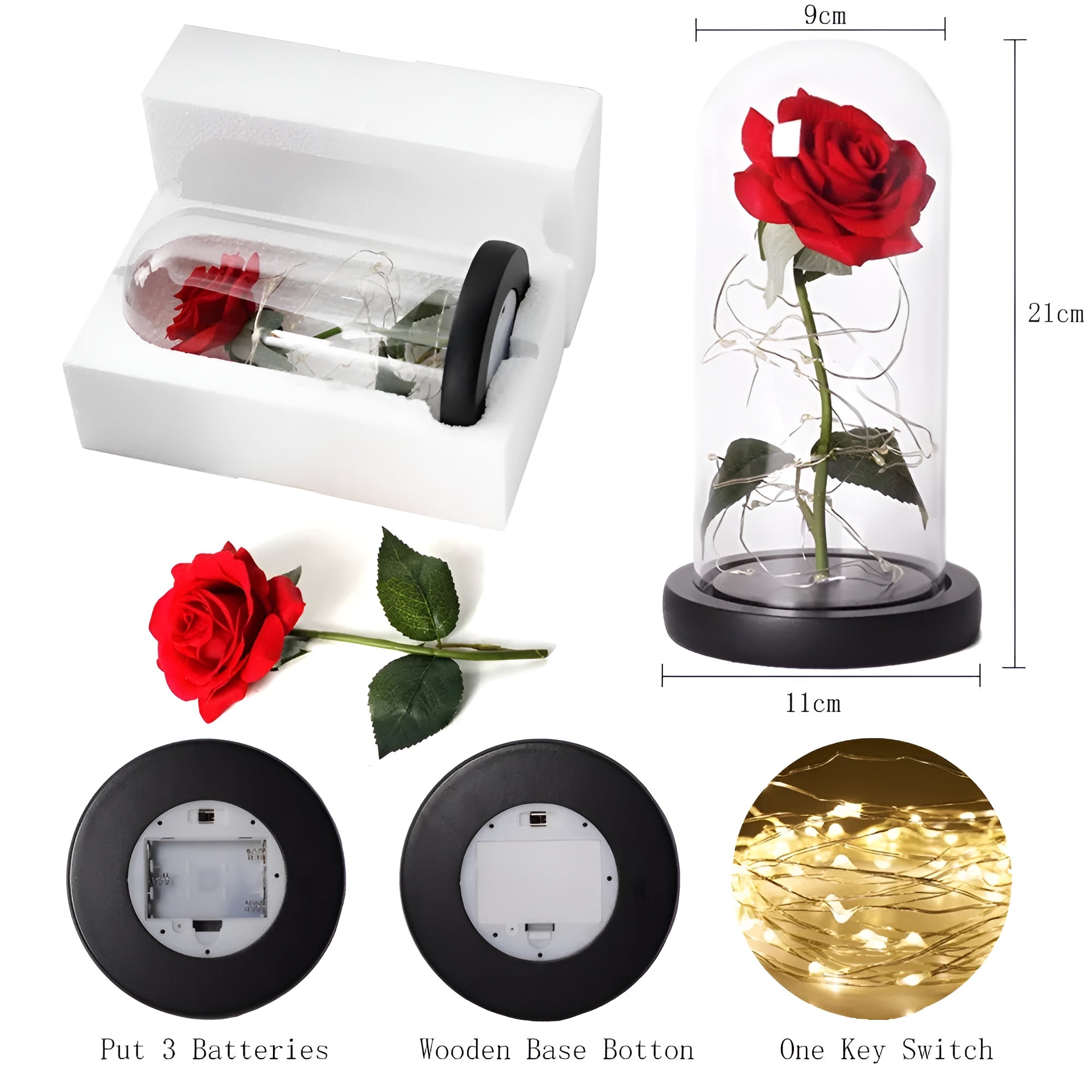 RoseGloria – Eternal LED Rose in Glass Dome Romantic Gift Decor
