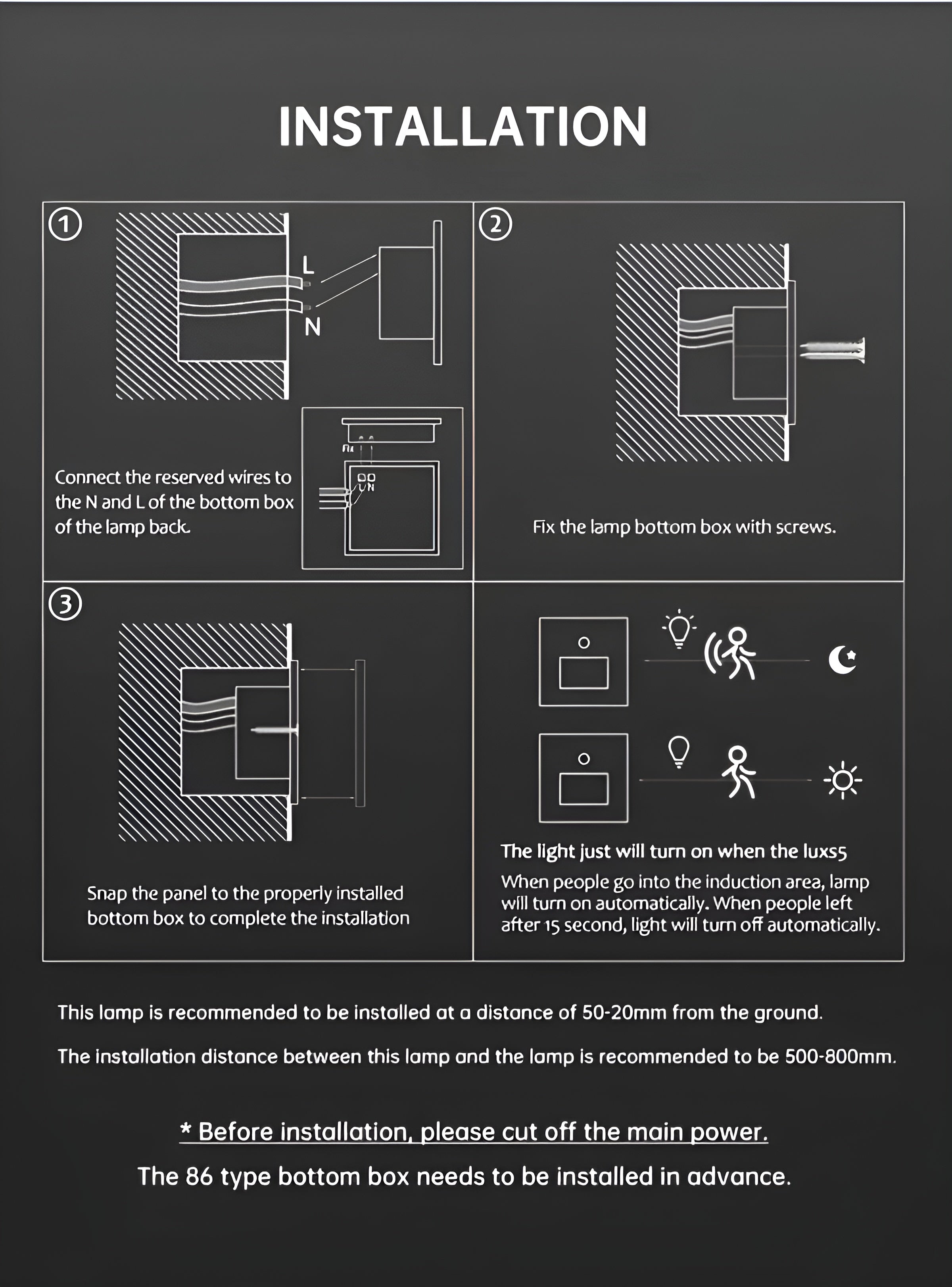 LumiStep – Recessed Motion Sensor Stair Light a LED Wall Pathway Lamp