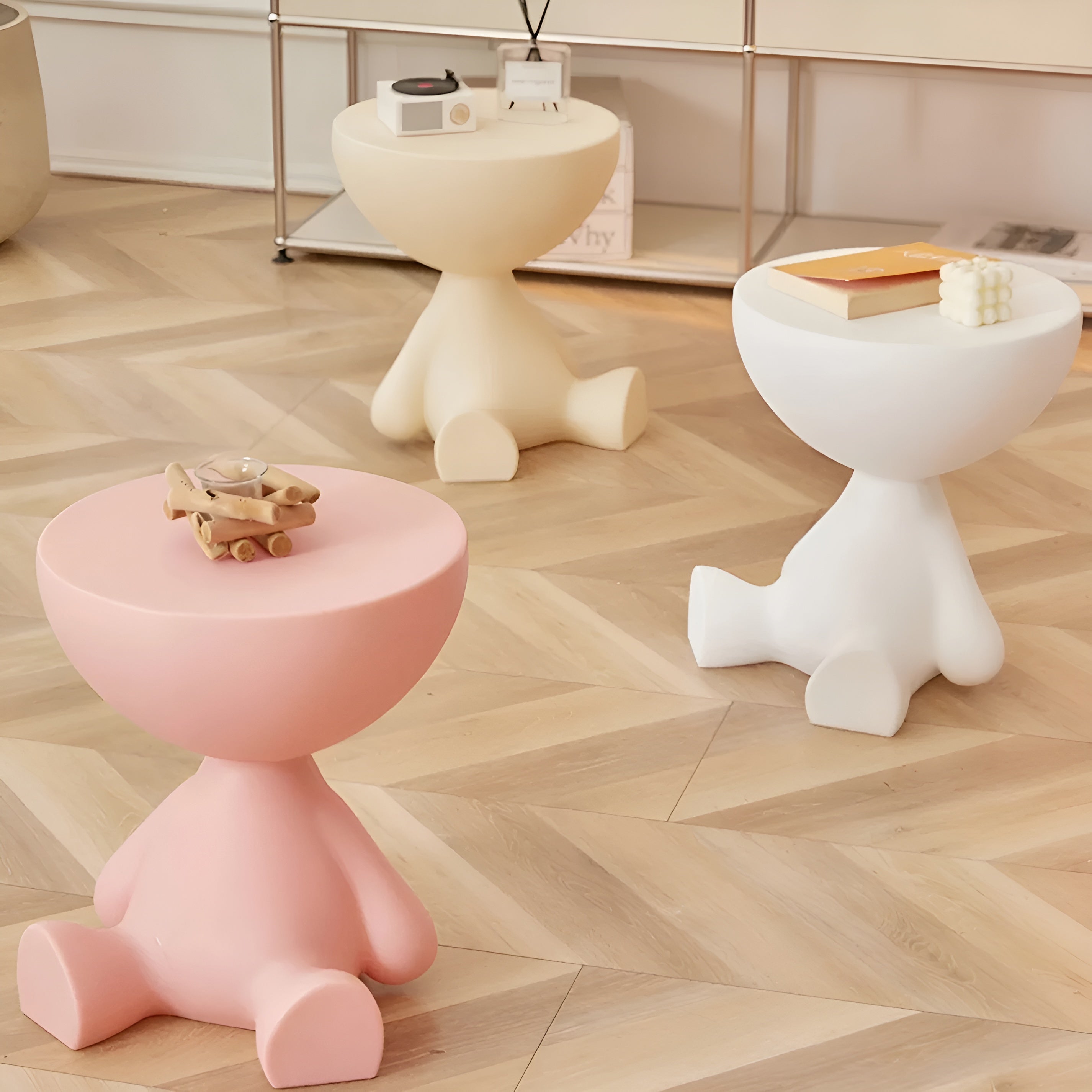 Lunaro – Minimalist Round Coffee Table Modern Small Side Table for Living Room or Bedroom