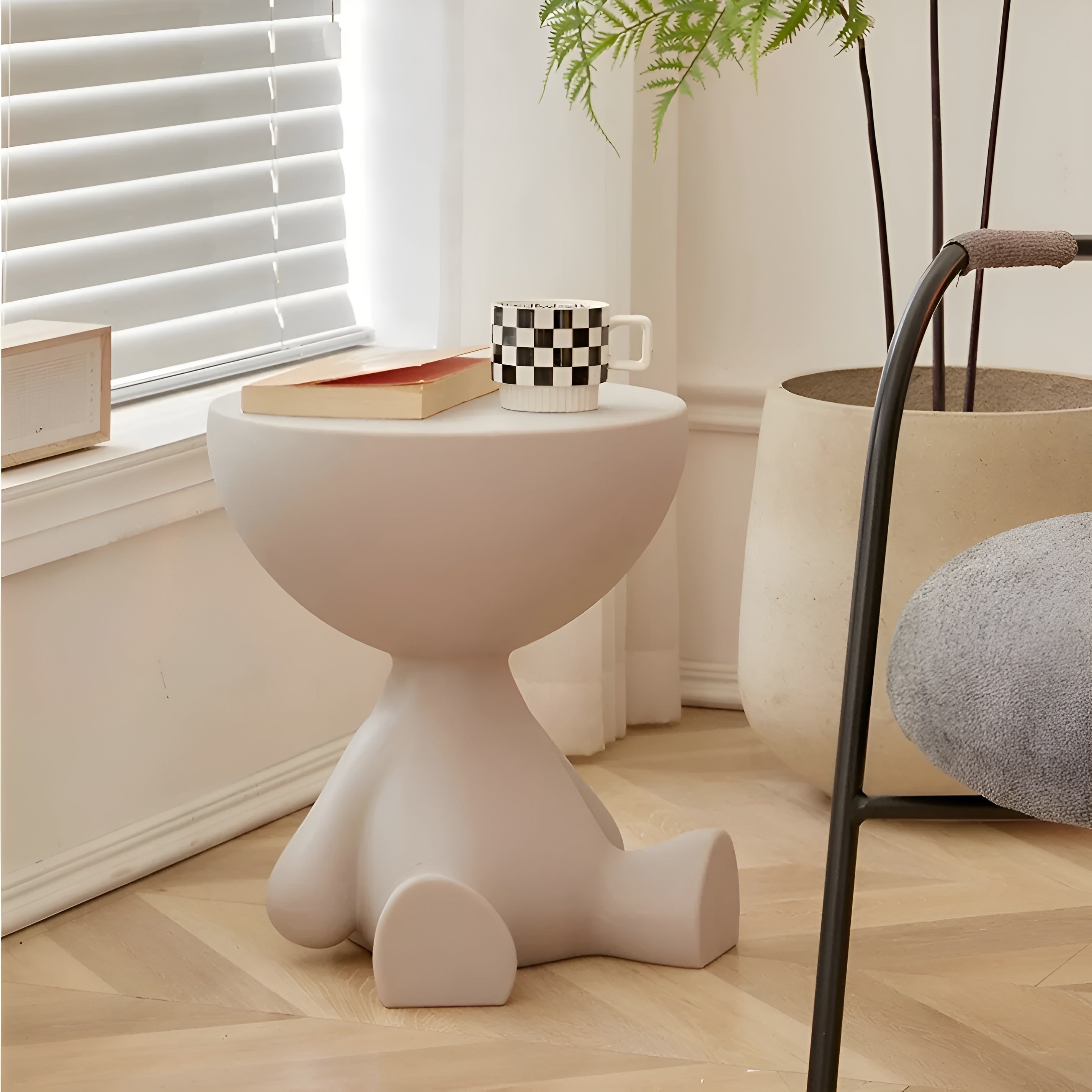 Lunaro – Minimalist Round Coffee Table Modern Small Side Table for Living Room or Bedroom
