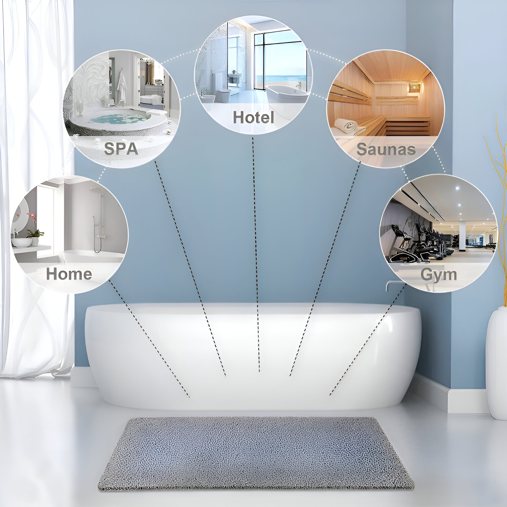 Auralux – Soft Anti Slip Shower Mat for Bathroom Safety Cushioned Quick Dry Mold Resistant Surface