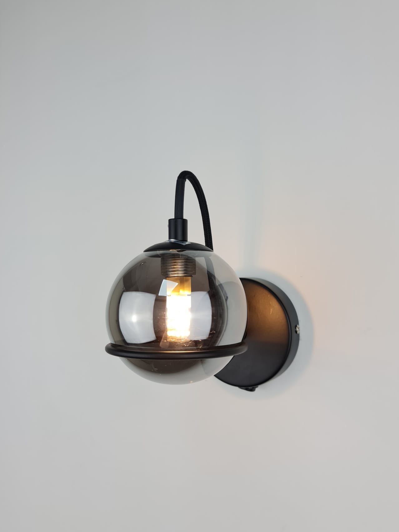 Lumivelle – Melville Modern Matte Black Wall Light with Glass Shade Options