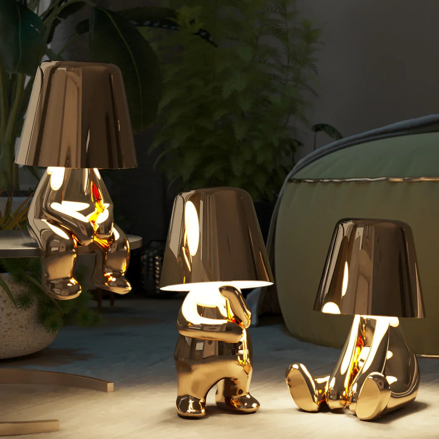 Veltoro - Sculpted gold LED wireless desk lamp with touch dimming