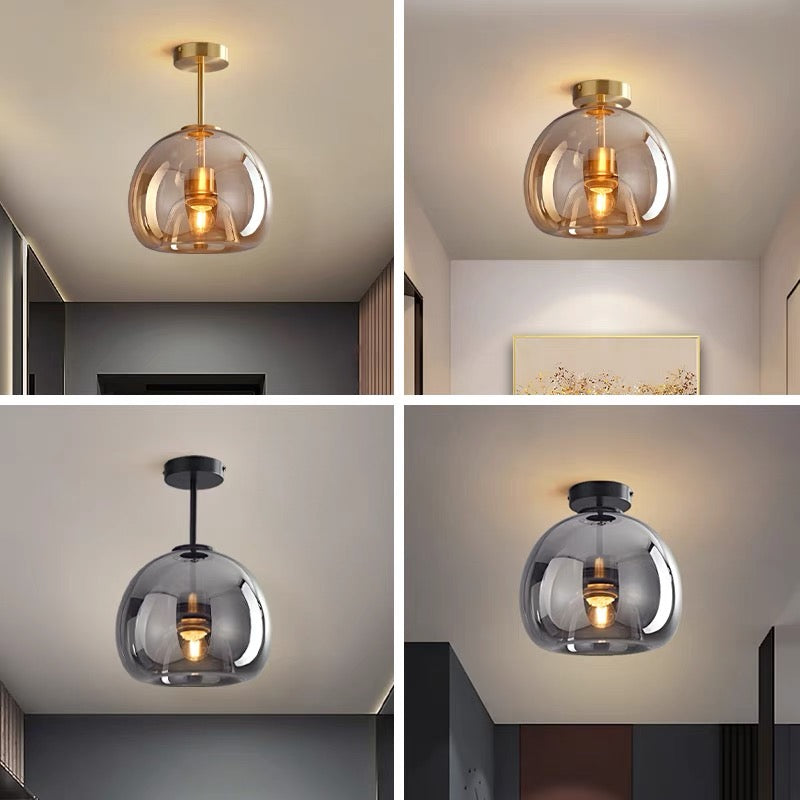 VintaGlow – Retro Copper Glass Ceiling Light with Modern Vintage Metal Fixture