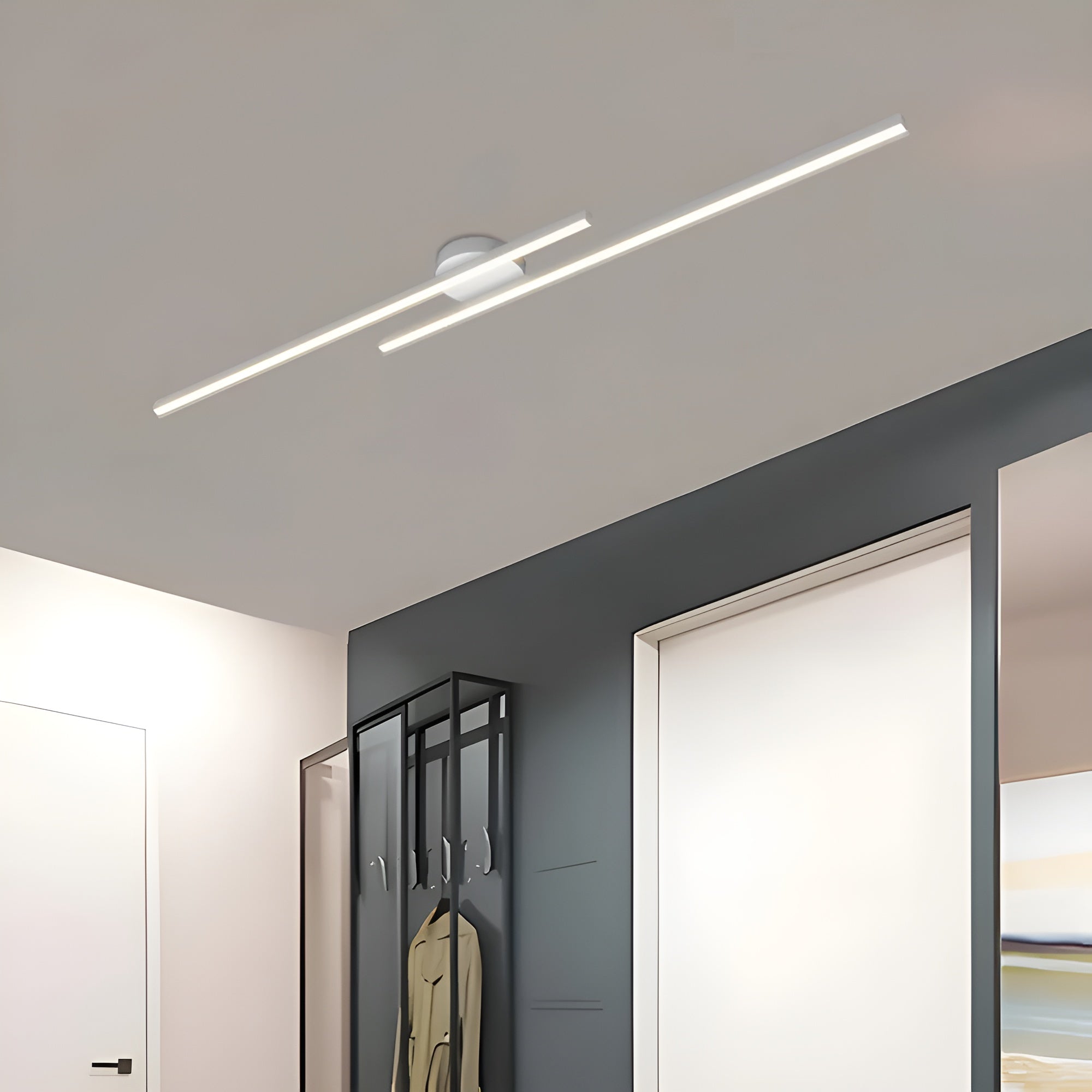 LumaLine – Modern Aluminium LED Strip Ceiling Light, Minimalist Semi Flush Fixture