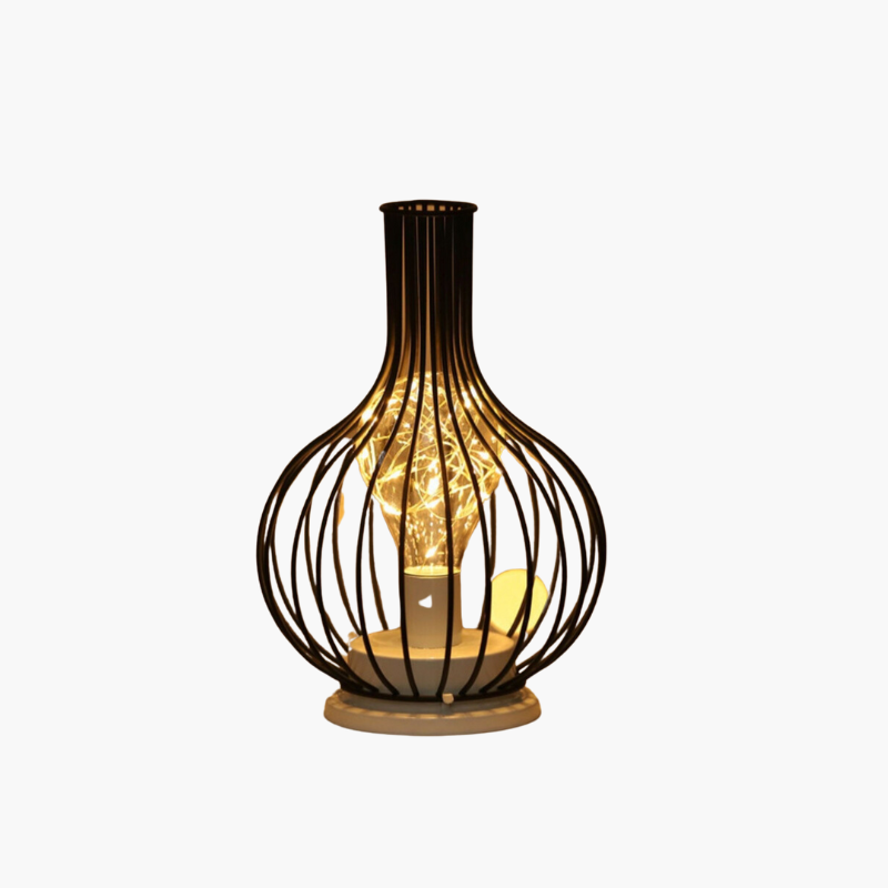 GlowCage – Wireless battery-operated LED table lamp with cage frame for ambient lighting