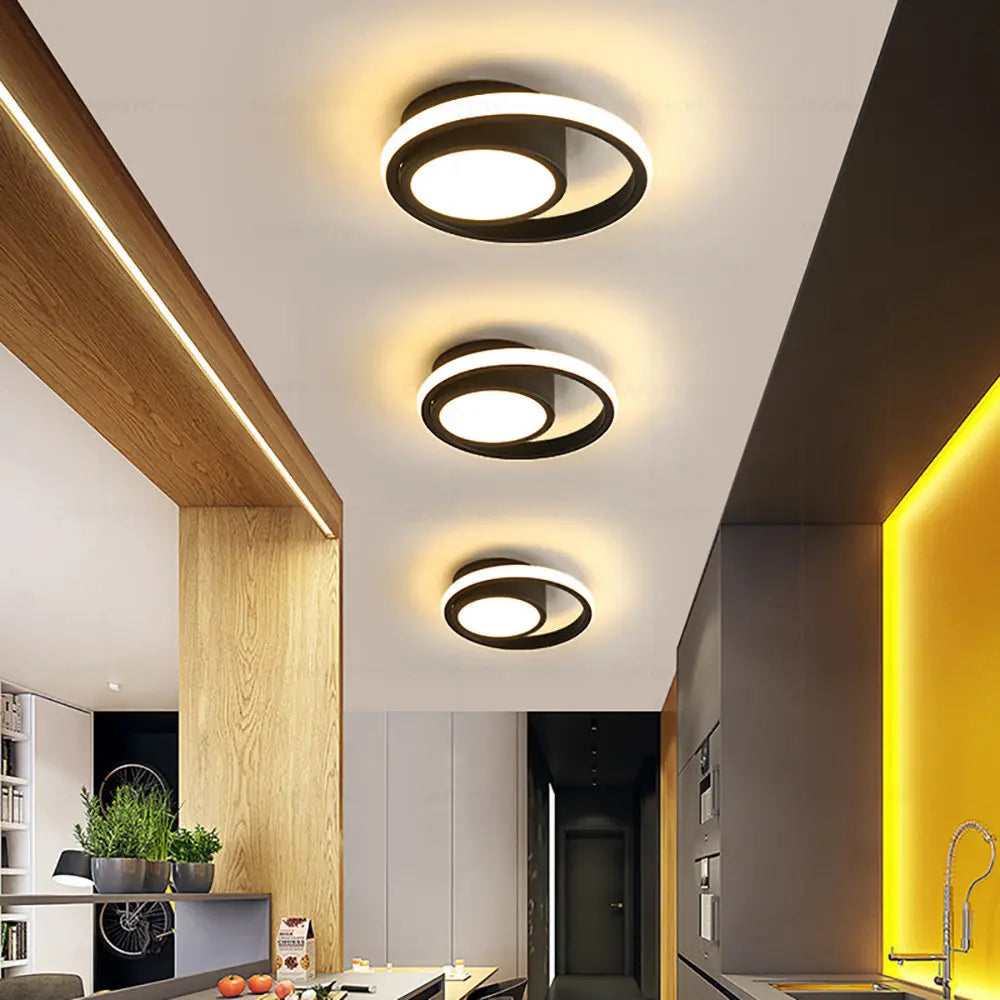 Glowline – Flush mount LED ceiling light in sleek iron design for bedroom, hallway & kitchen (energy-efficient)