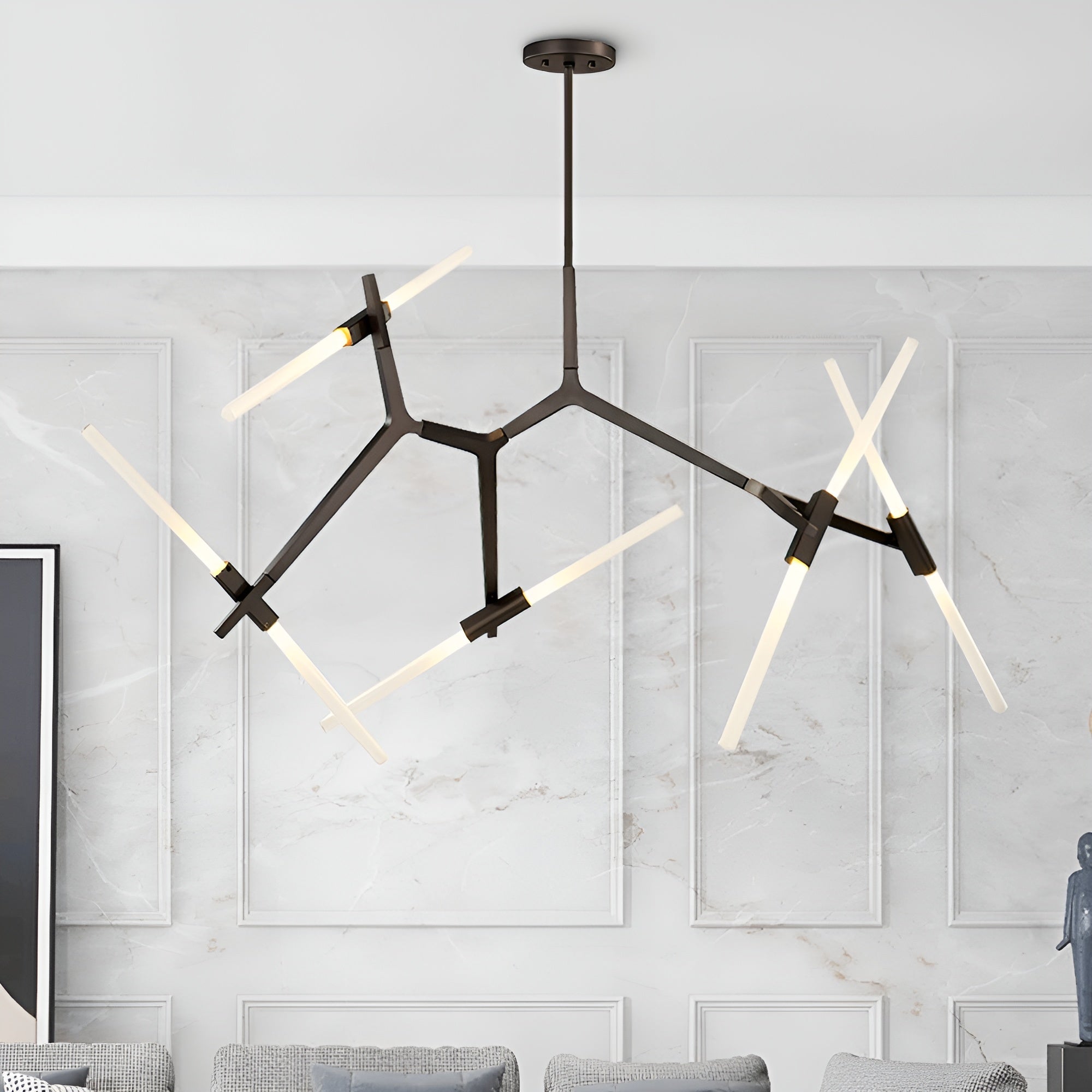 BranchLume – Lighting Modern Mid-Century 10-Light Glass Branch Chandelier