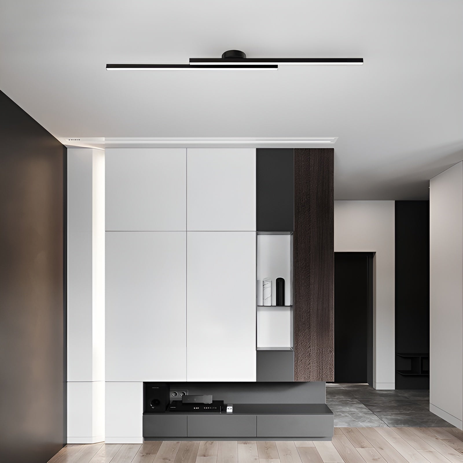 LumaLine – Modern Aluminium LED Strip Ceiling Light, Minimalist Semi Flush Fixture