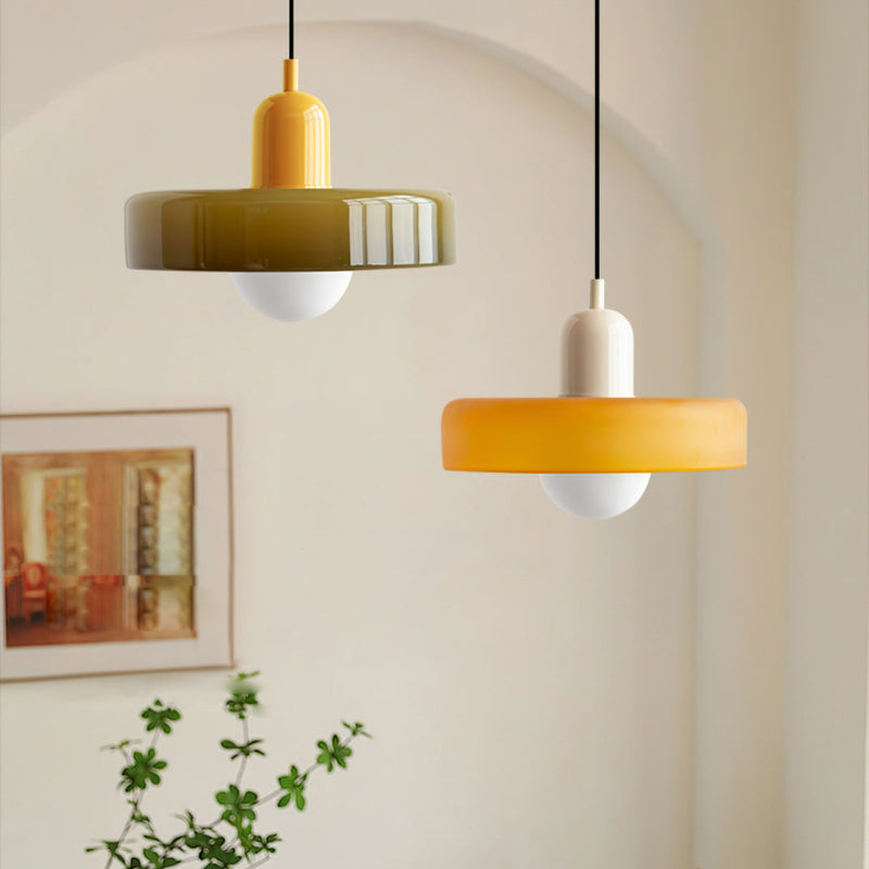 Radiant Bloom – Bauhaus Inspired Stained Glass Pendant Light