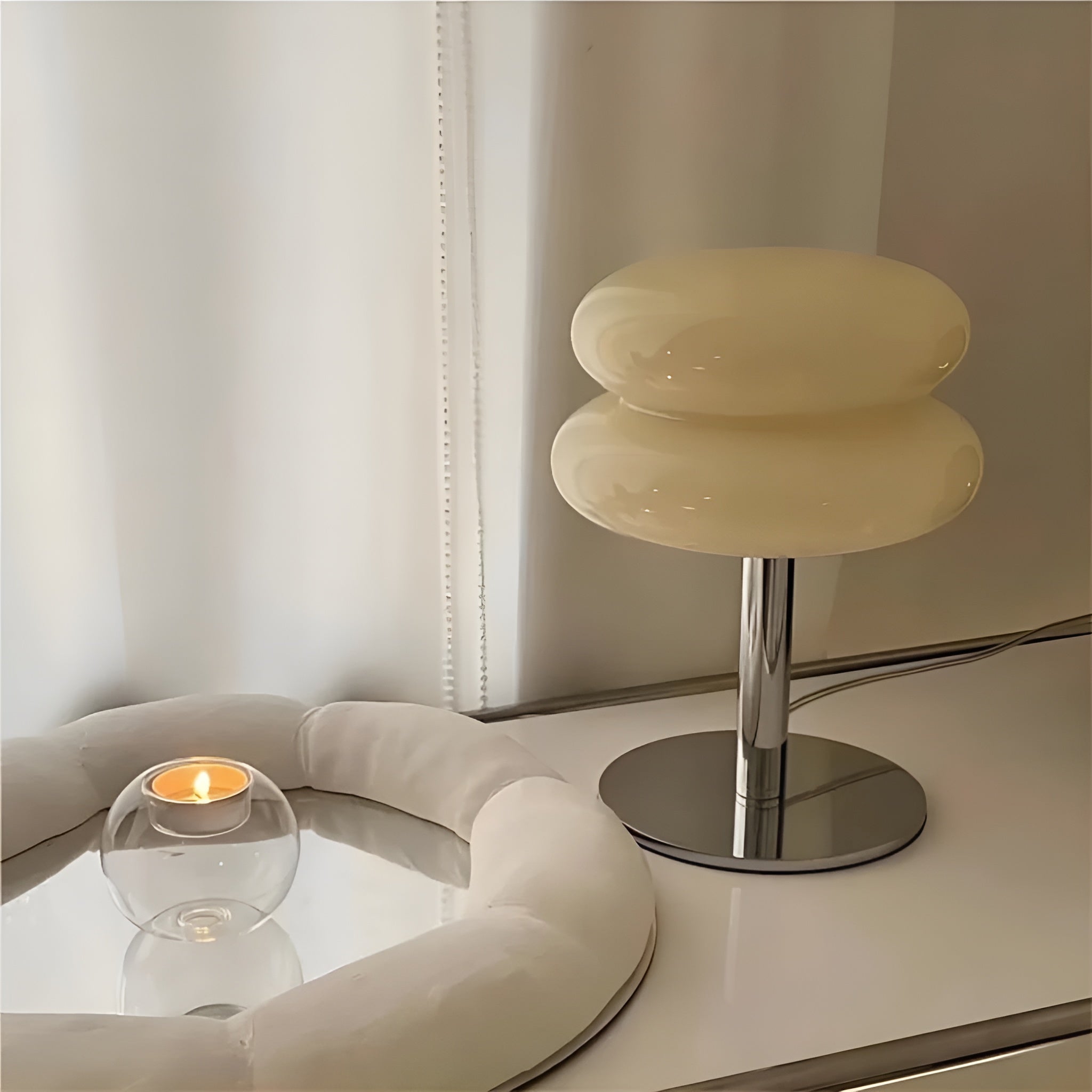 LumiBau – Minimalist Glass Table Lamp with Soft Warm Diffused Light