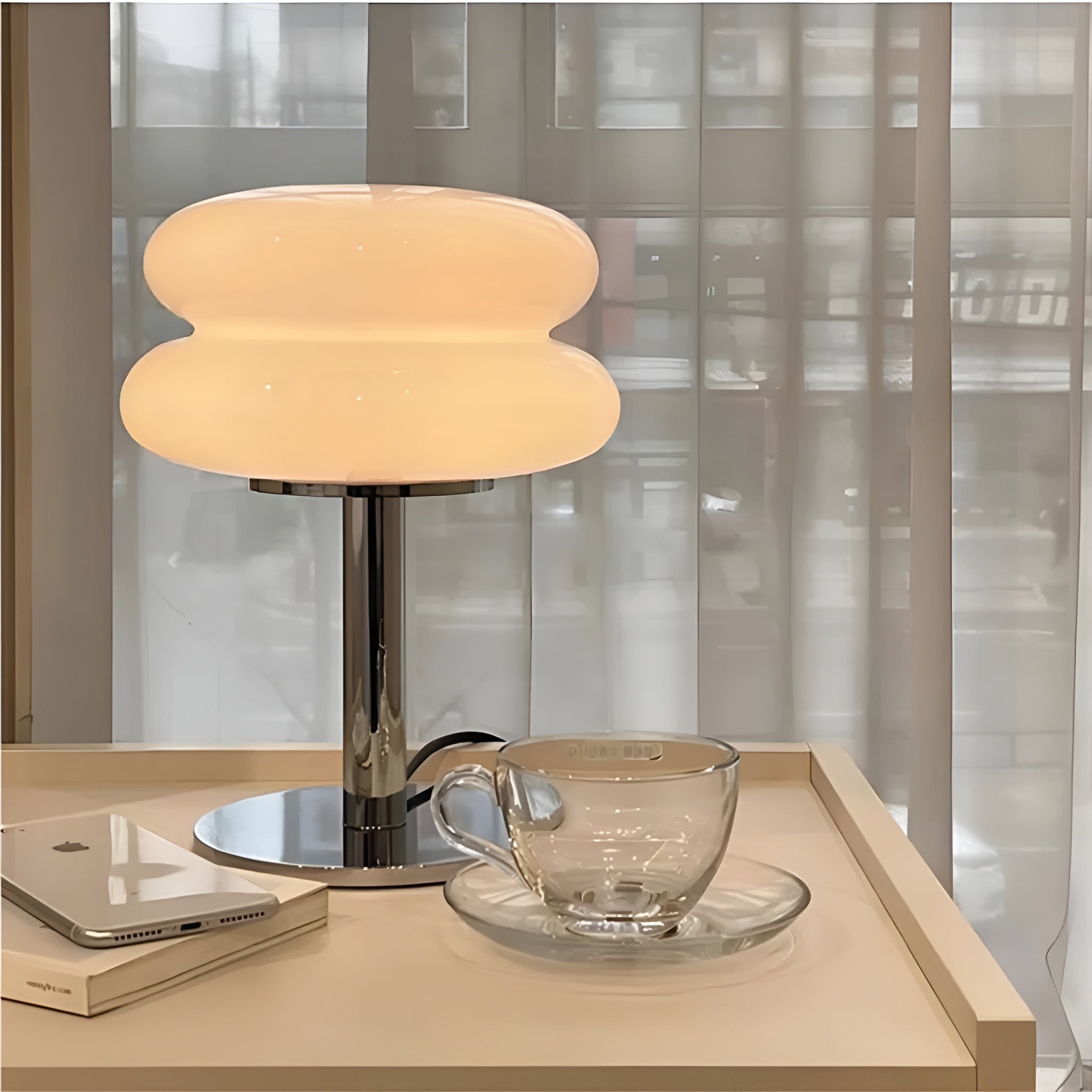 LumiBau – Minimalist Glass Table Lamp with Soft Warm Diffused Light