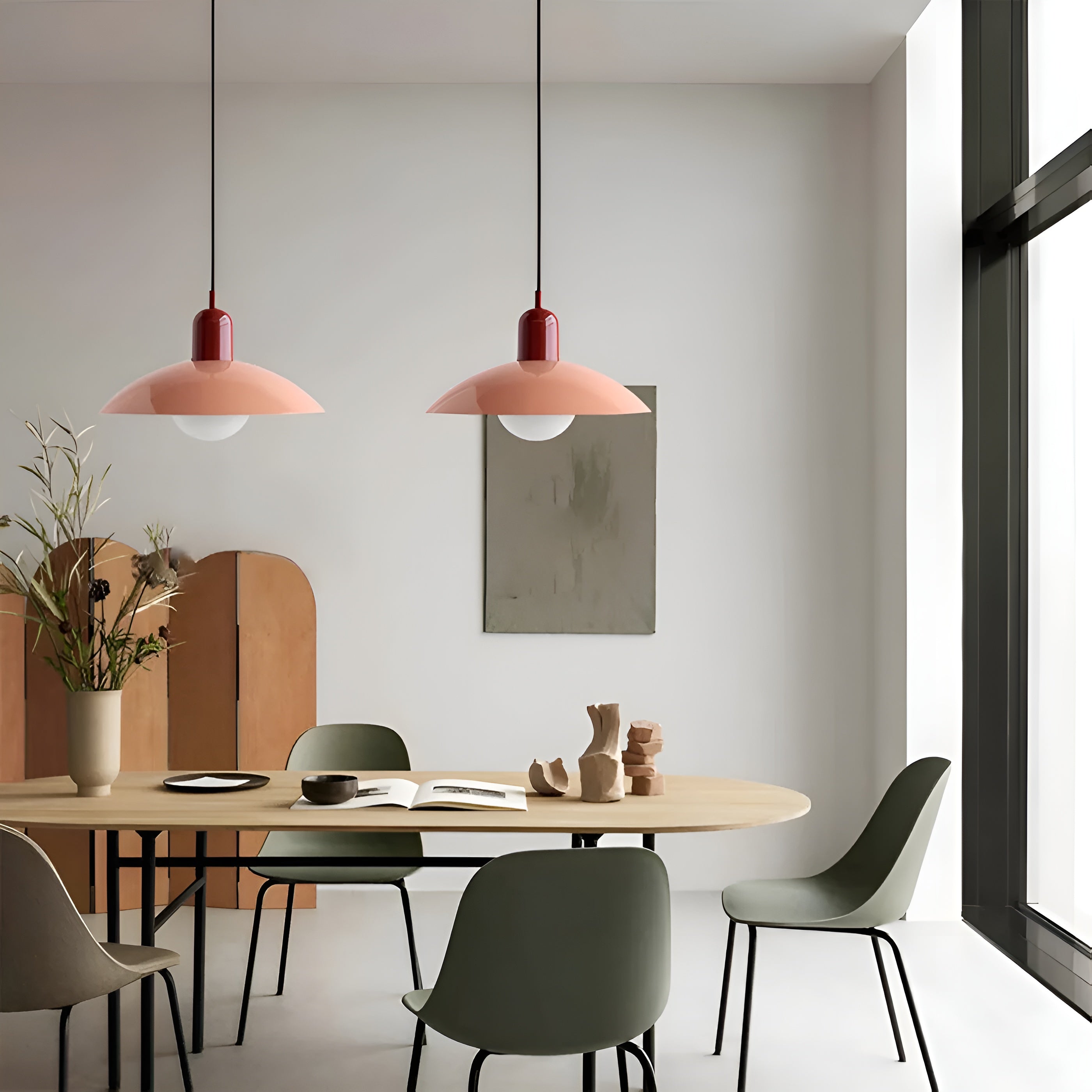 LineaGlow – Nordic Macaron Pendant Light Bauhaus Modern Hanging Lamp Adjustable for Dining Room Kitchen or Café