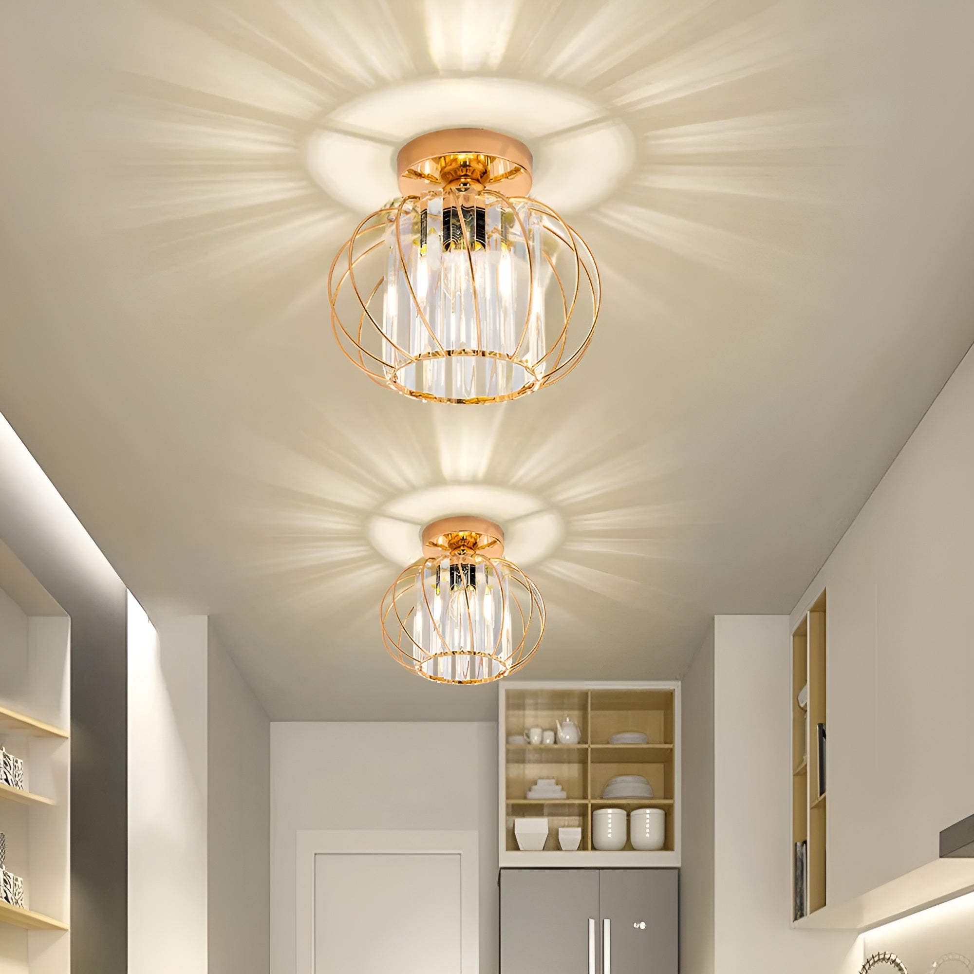 SkynLume – Nordic Flush Mount Glass and Iron Ceiling Light