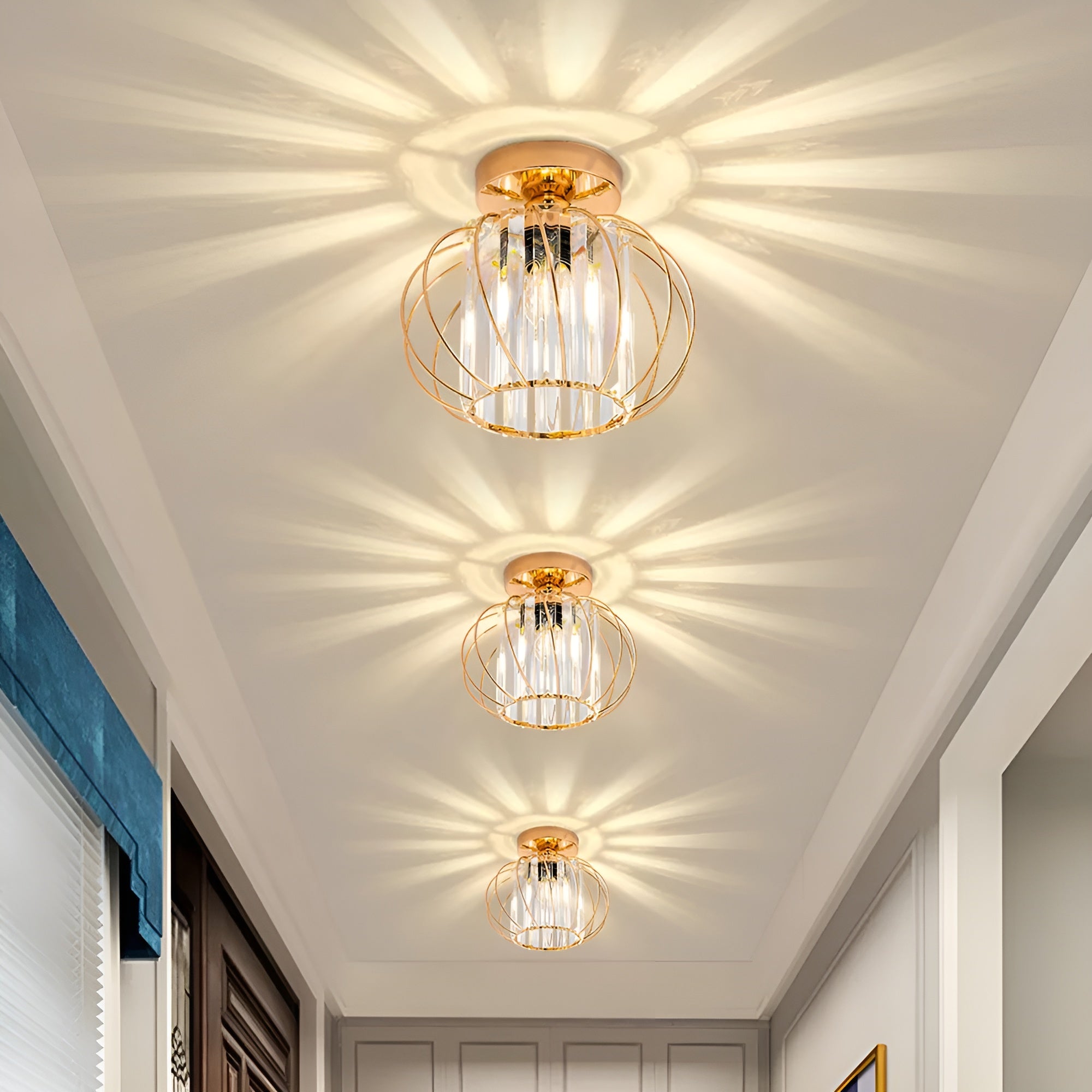 SkynLume – Nordic Flush Mount Glass and Iron Ceiling Light