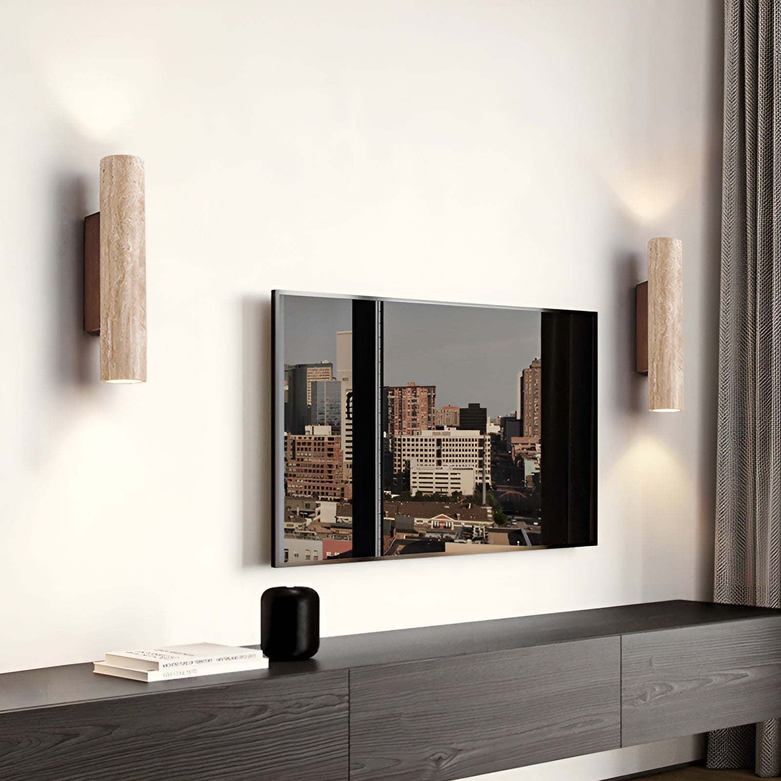 LumiStone – Travertine Wall Lamp with Warm Dual LED Light