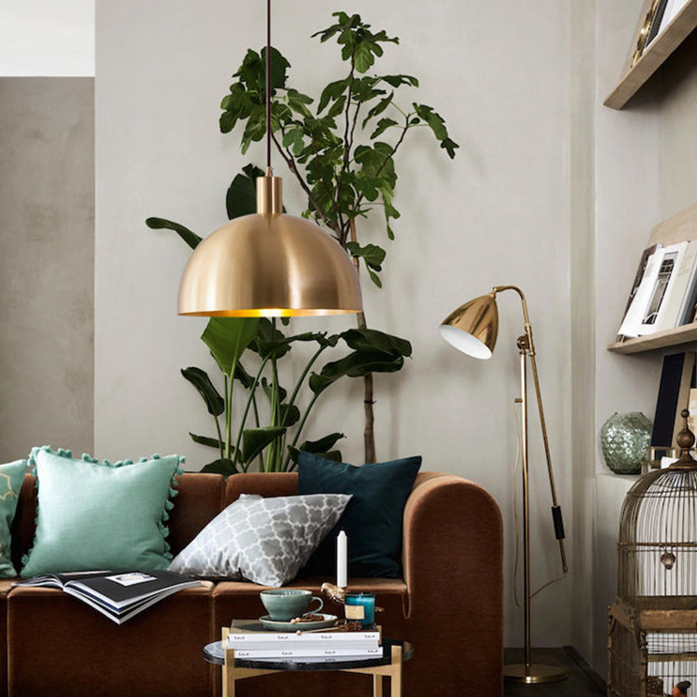 GoldenGlow – Vintage brass dome pendant for timeless interiors