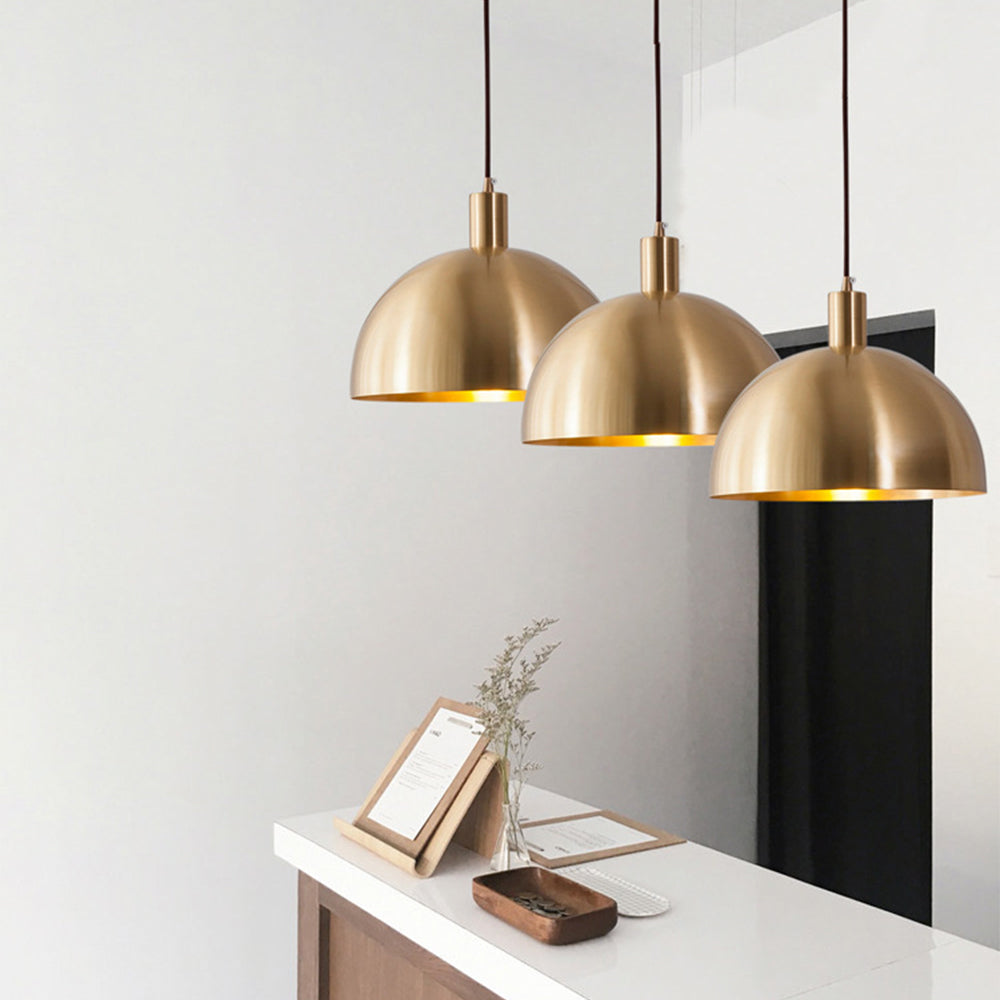 GoldenGlow – Vintage brass dome pendant for timeless interiors