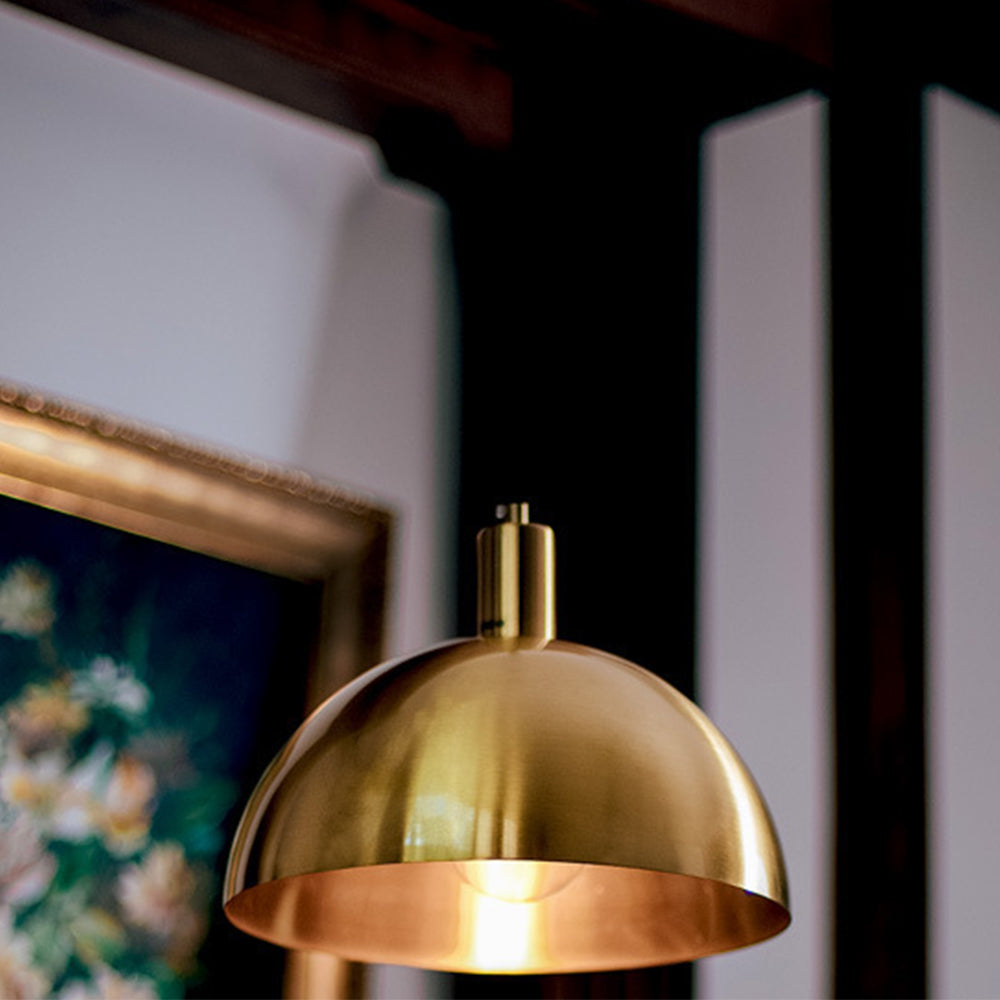 GoldenGlow – Vintage brass dome pendant for timeless interiors