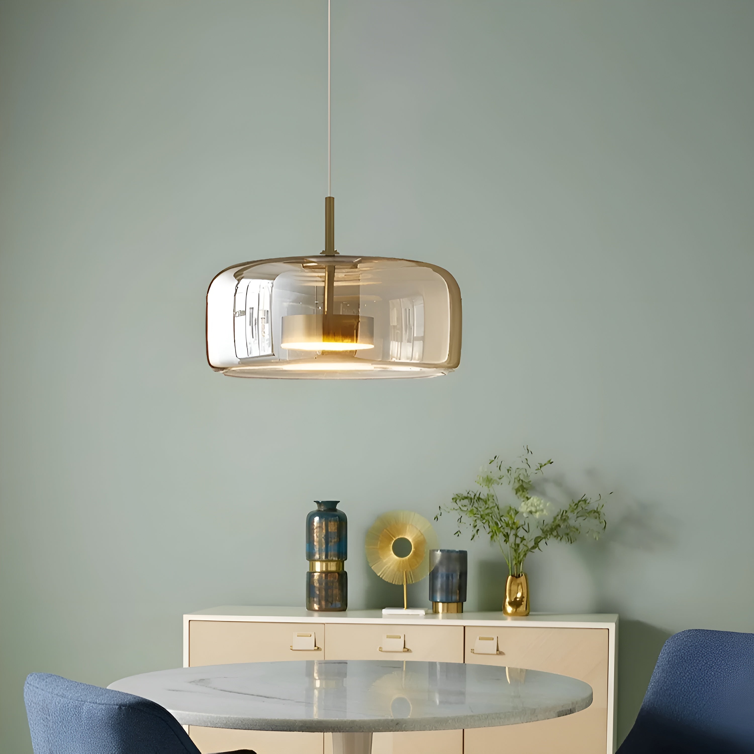 HaloGlow – Trio Ceiling Lamp with Modern Pendant LED Glass Light Fixture