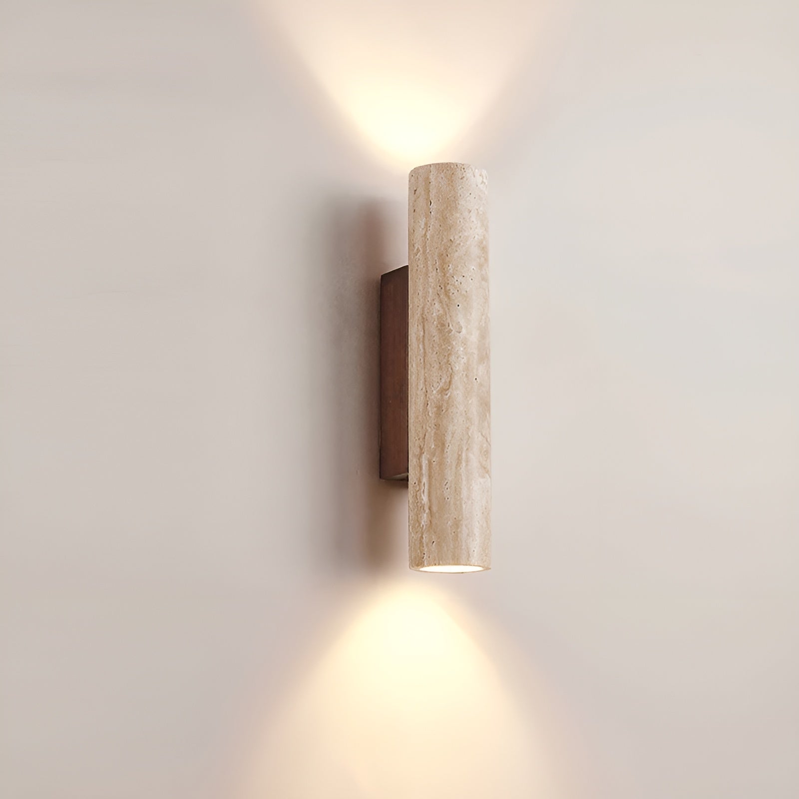 LumiStone – Travertine Wall Lamp with Warm Dual LED Light